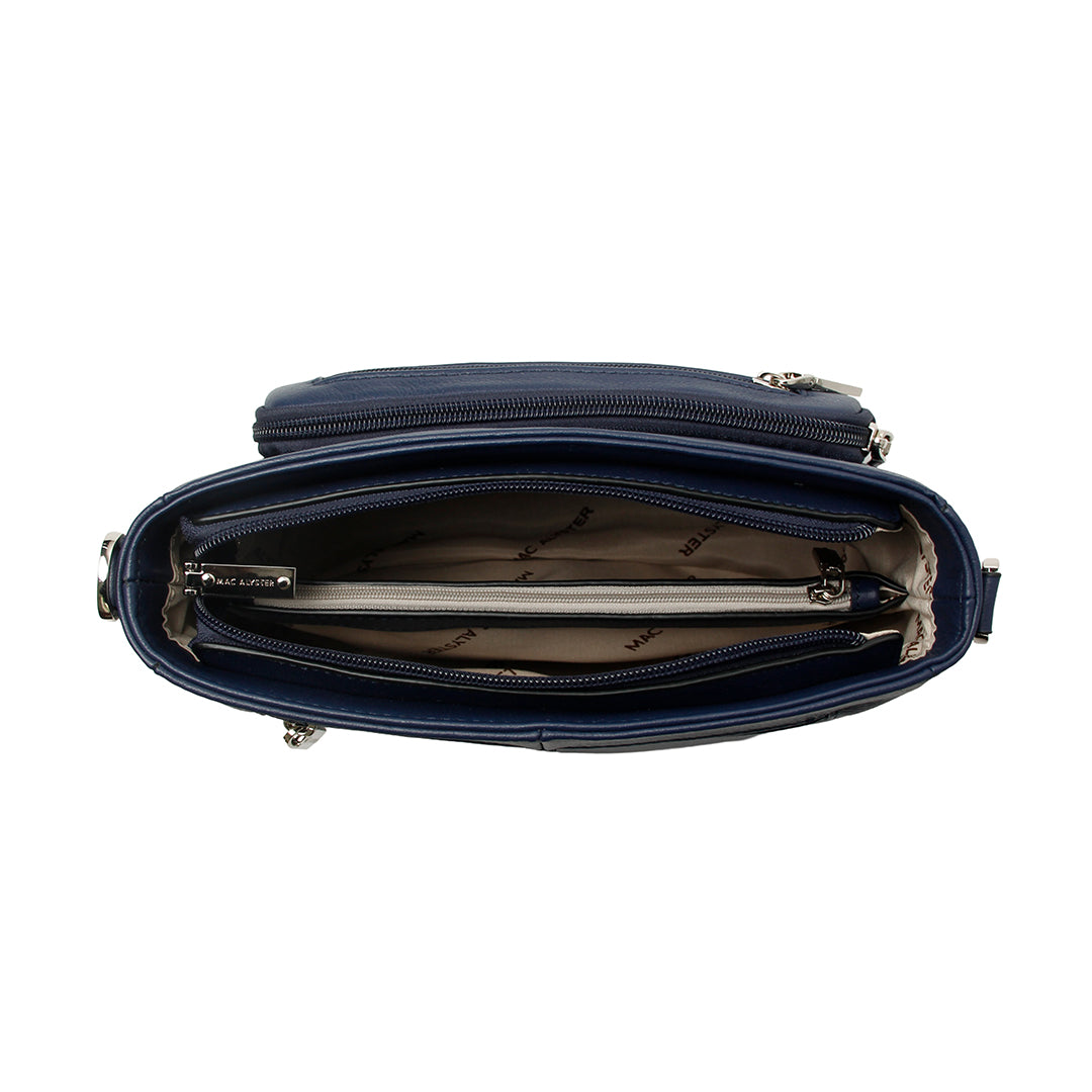 Sac trotteur DANA en cuir de vachette MARINE de haut