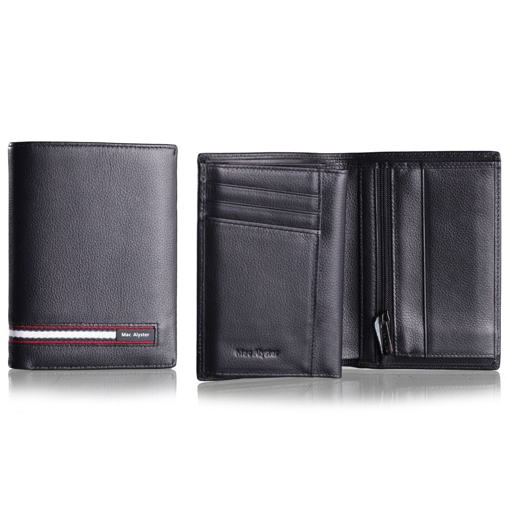 Portefeuille européen 3 volets PRELUDE noir vertical avec détails tricolores par Mac Alyster