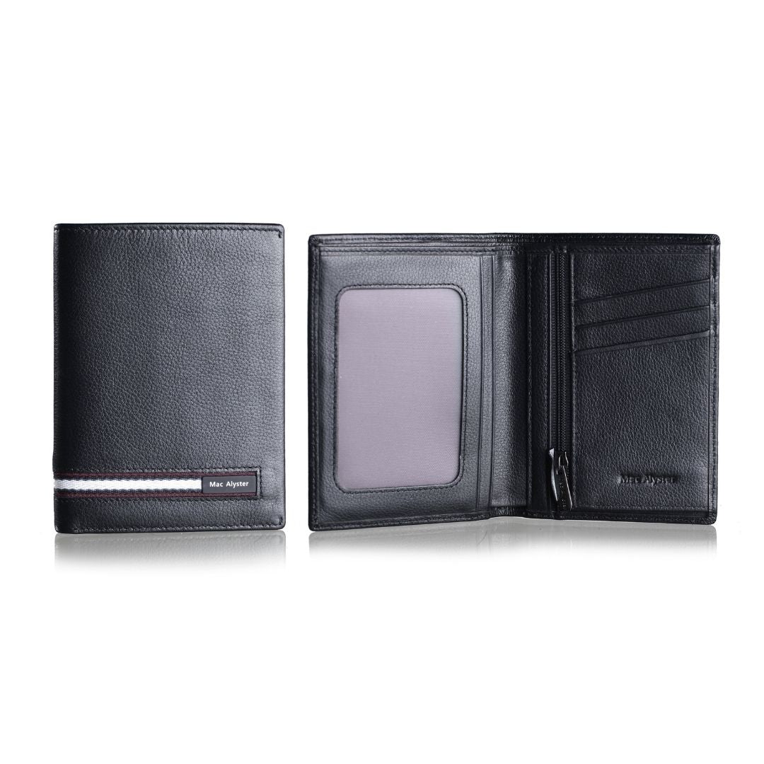 Grand portefeuille simple PRELUDE noir vertical avec bande tricolore par Mac Alyster