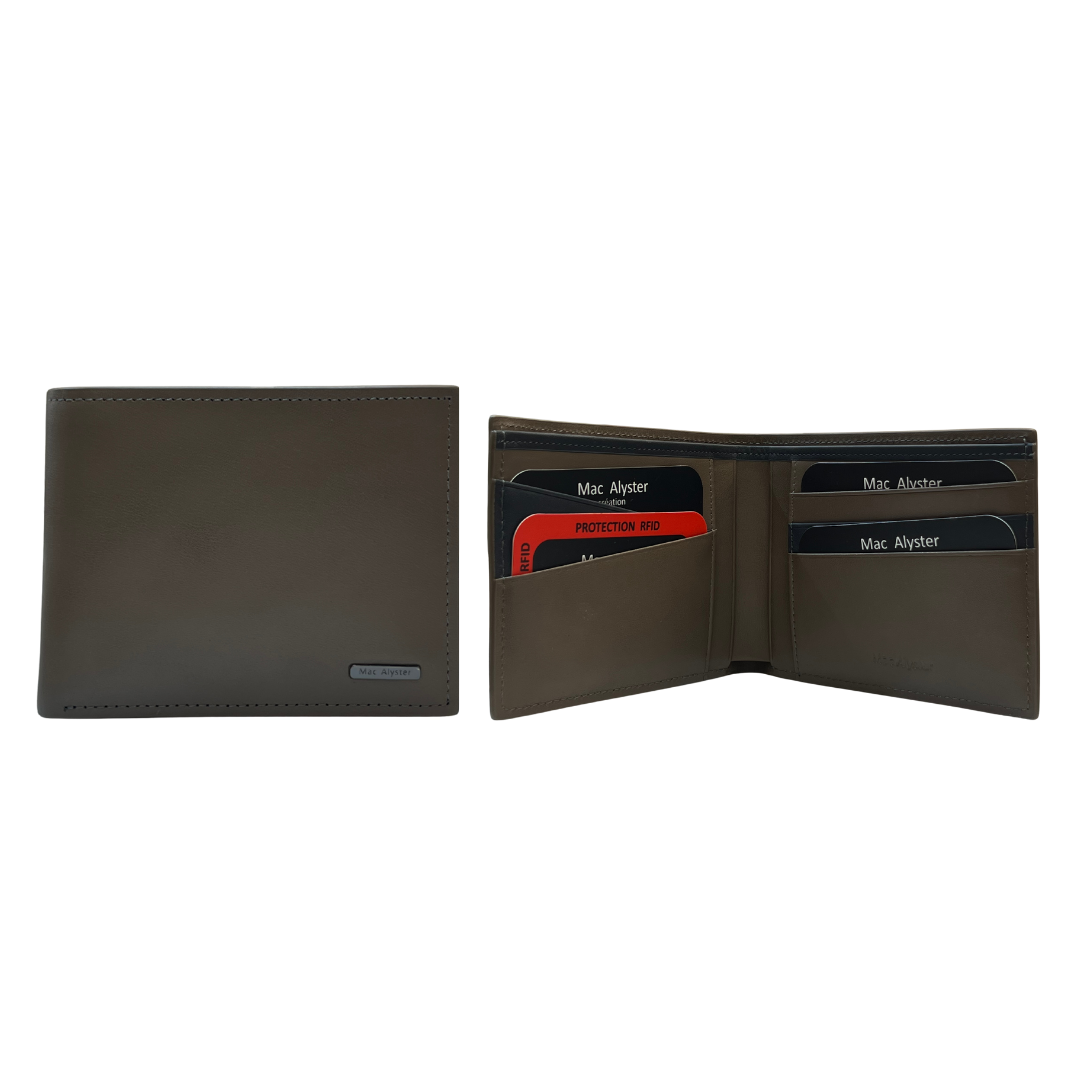 Portefeuille italien HERITAGE bleu en cuir de vachette horizontal avec protection RFID par Mac Alyster