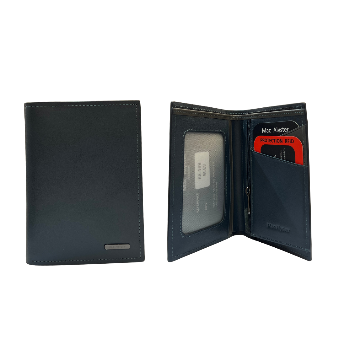 Grand portefeuille simple HERITAGE vertical en cuir de vachette avec protection RFID par Mac Alyster