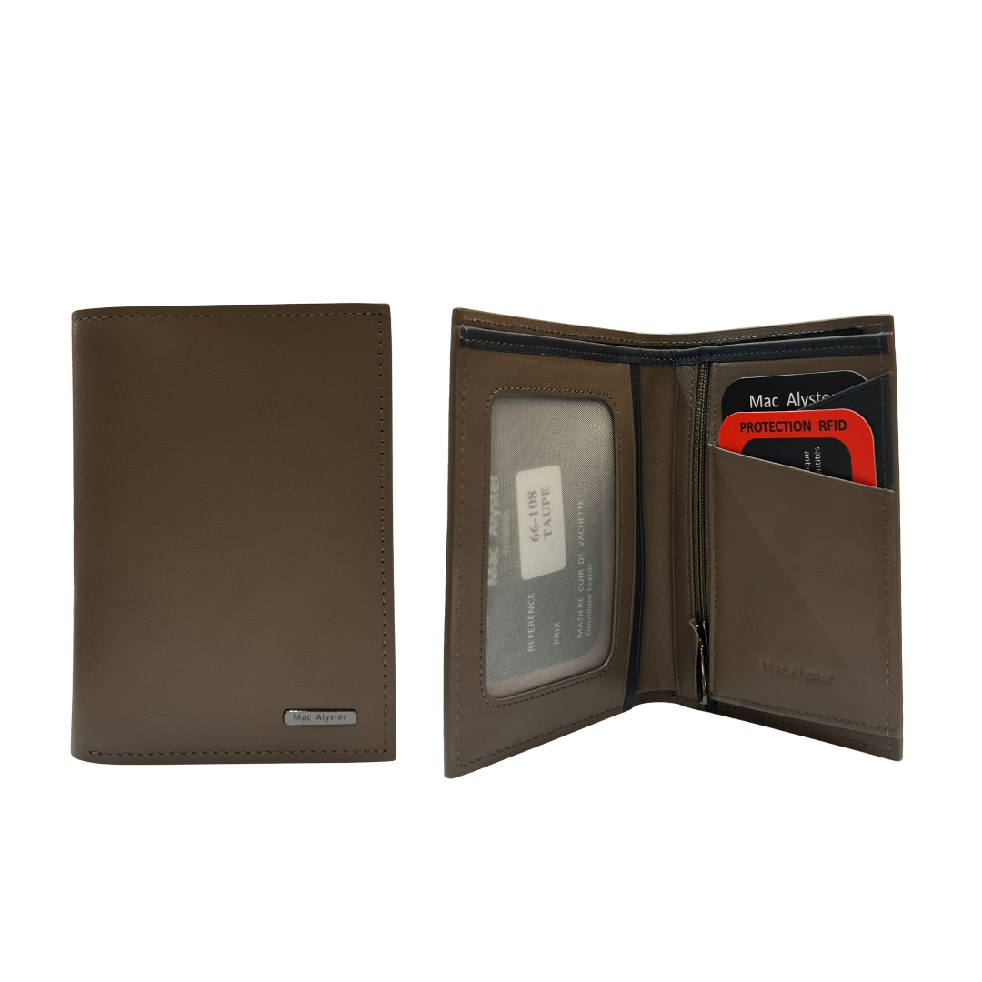 Grand portefeuille simple HERITAGE vertical en cuir de vachette avec protection RFID par Mac Alyster