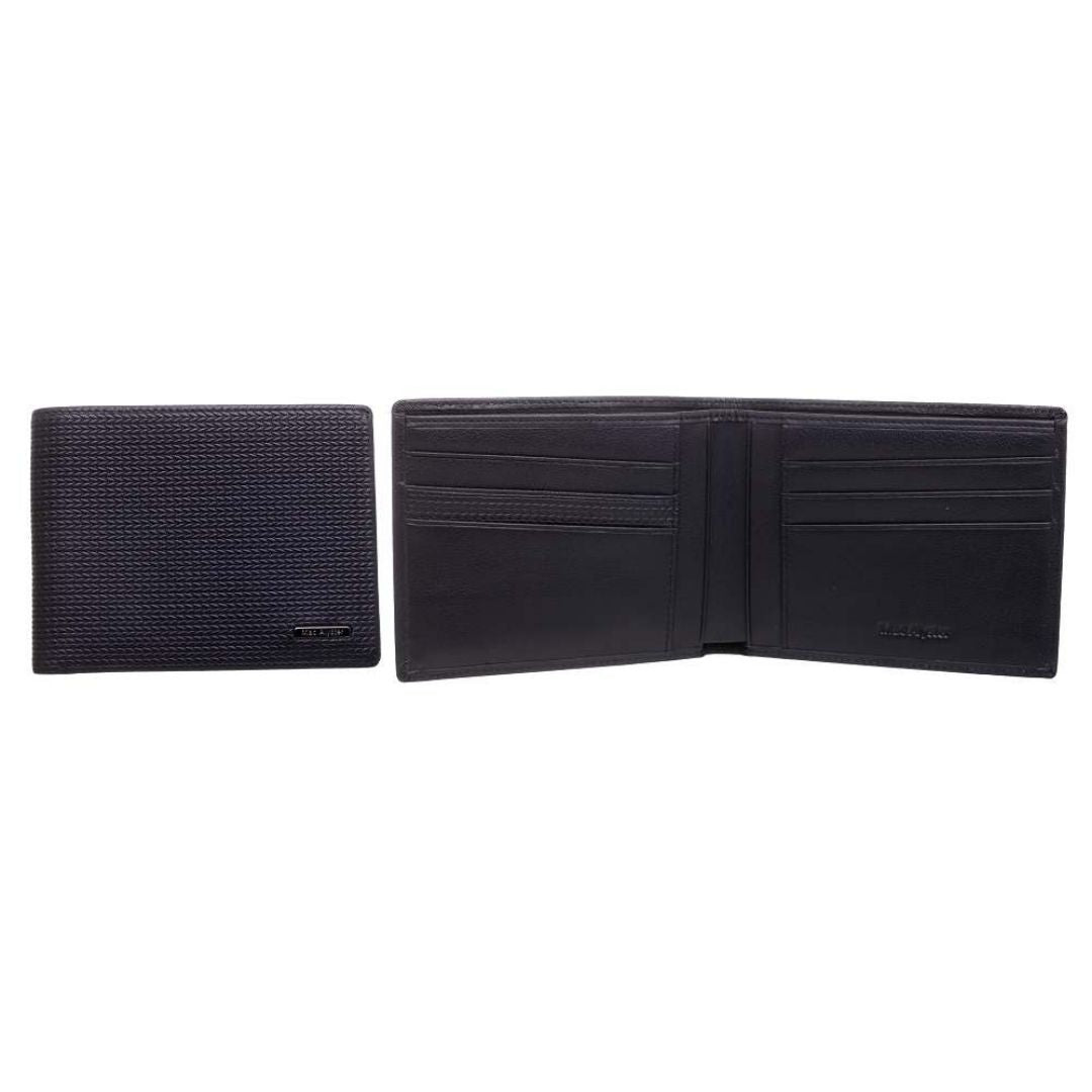 Portefeuille italien CAMBRIDGE noir horizontal pour homme avec texture en chevrons et fentes pour cartes recto-verso par Mac Alyster
