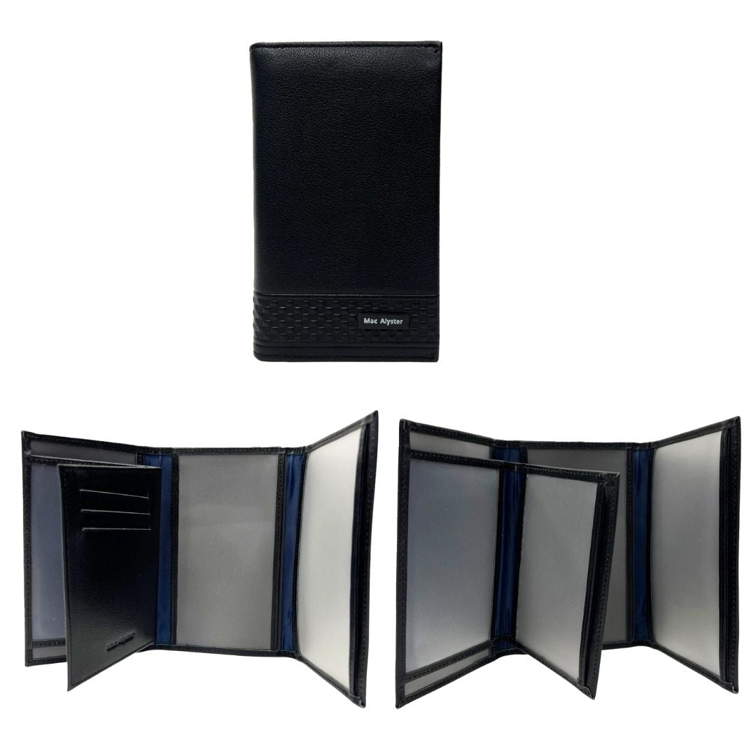 Porte-papiers vertical 3 volets WESTSIDE noir à motif damier - Mac Alyster