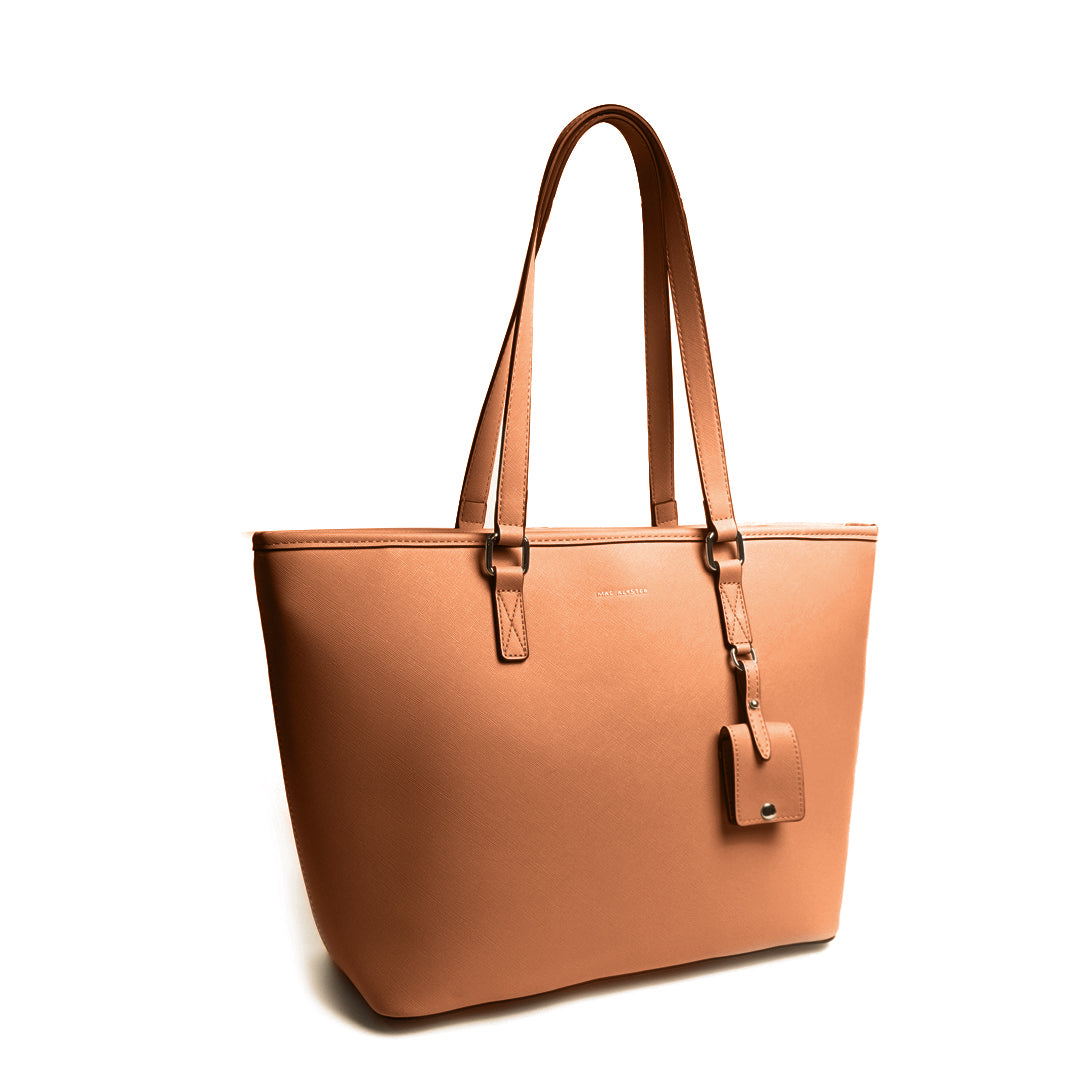 Sac SHOPPING A4-761 en cuir synthétique COGNAC de trois-quarts