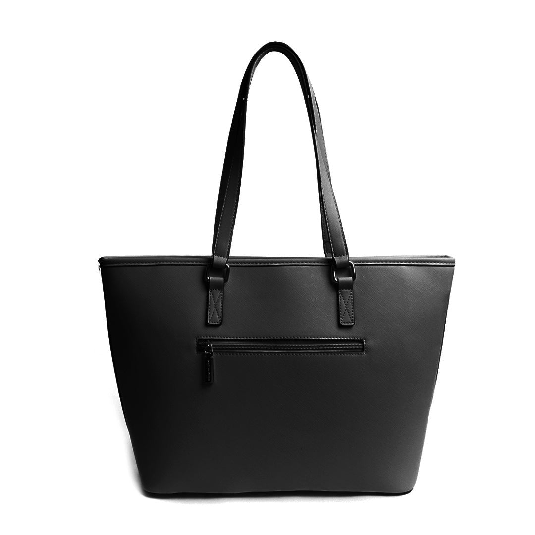 Sac SHOPPING A4-761 en cuir synthétique NOIR de dos