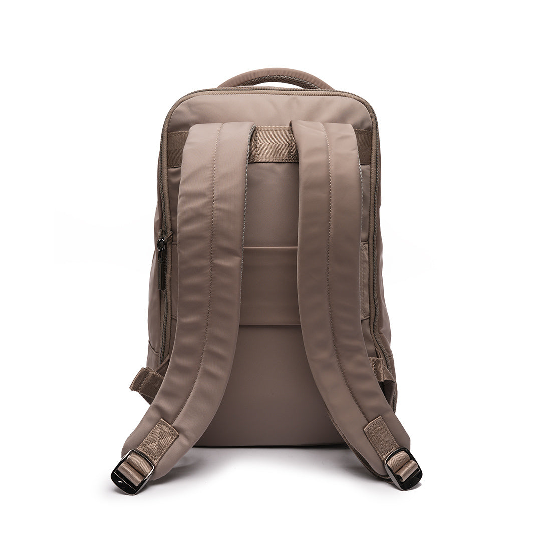 Sac à dos S STUDIO en cuir synthétique TAUPE de dos