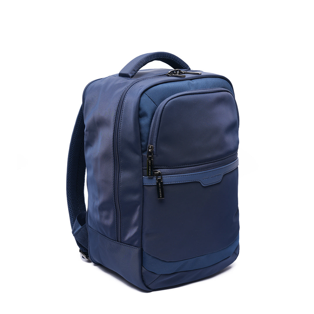 Sac à dos S STUDIO en cuir synthétique MARINE de trois-quarts