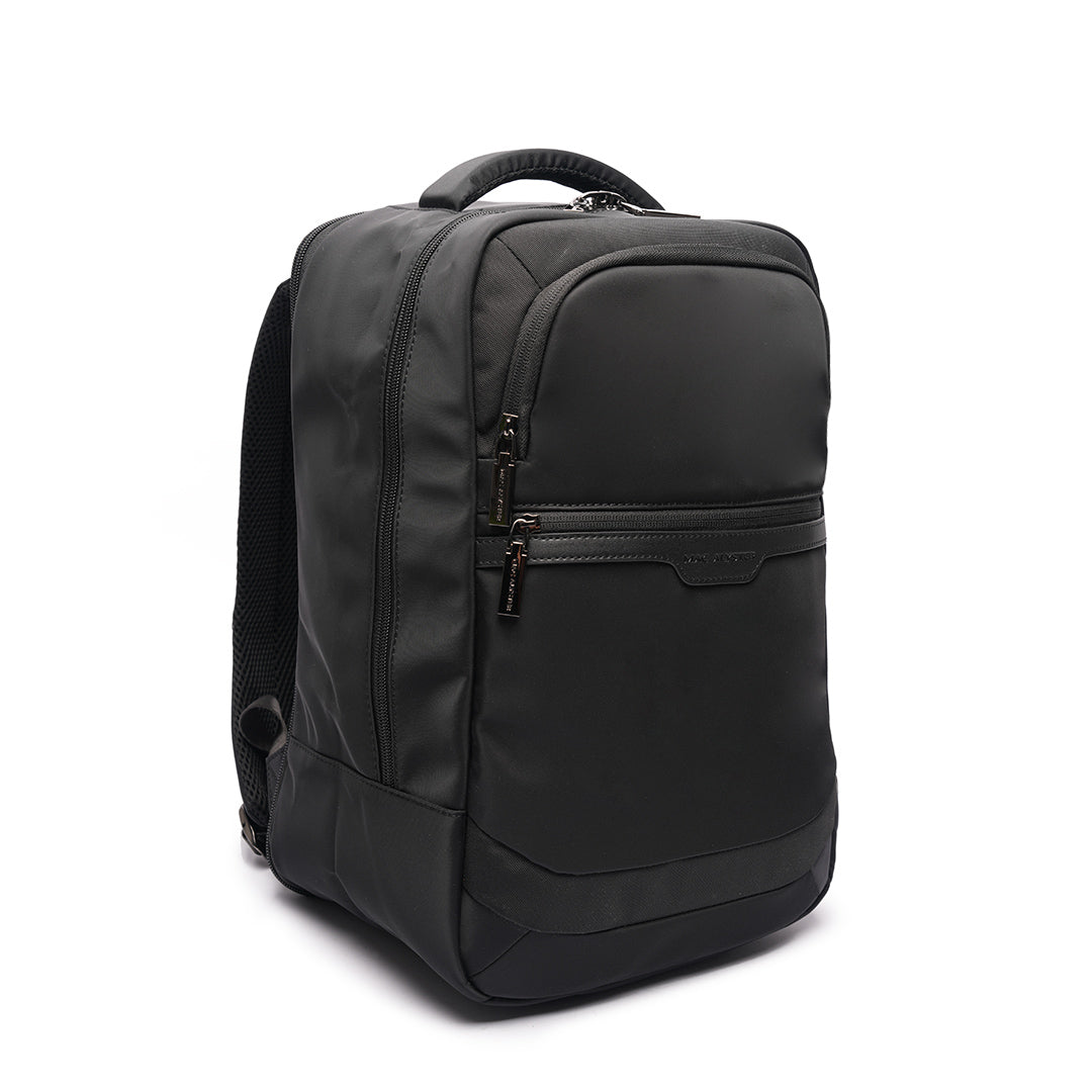 Sac à dos S STUDIO en cuir synthétique NOIR de trois-quarts