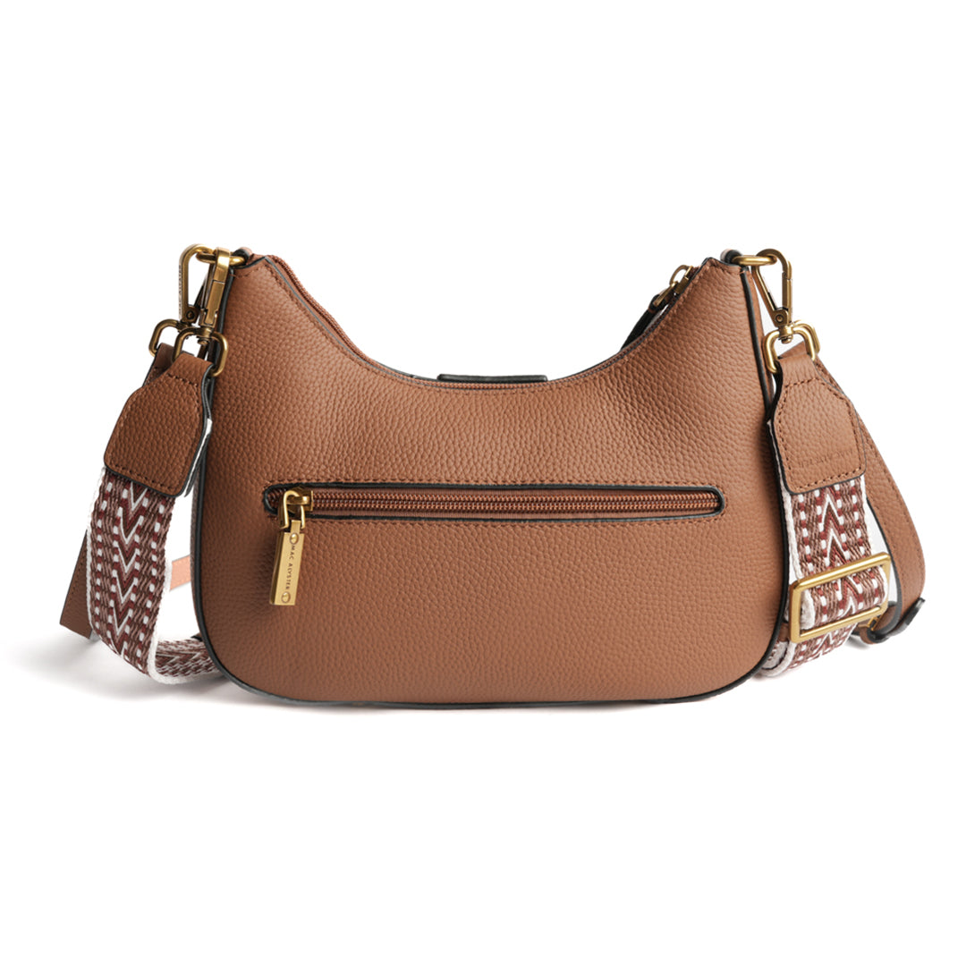 Petit sac demi-lune GIULIA ETE pour femme en cuir COGNAC de dos
