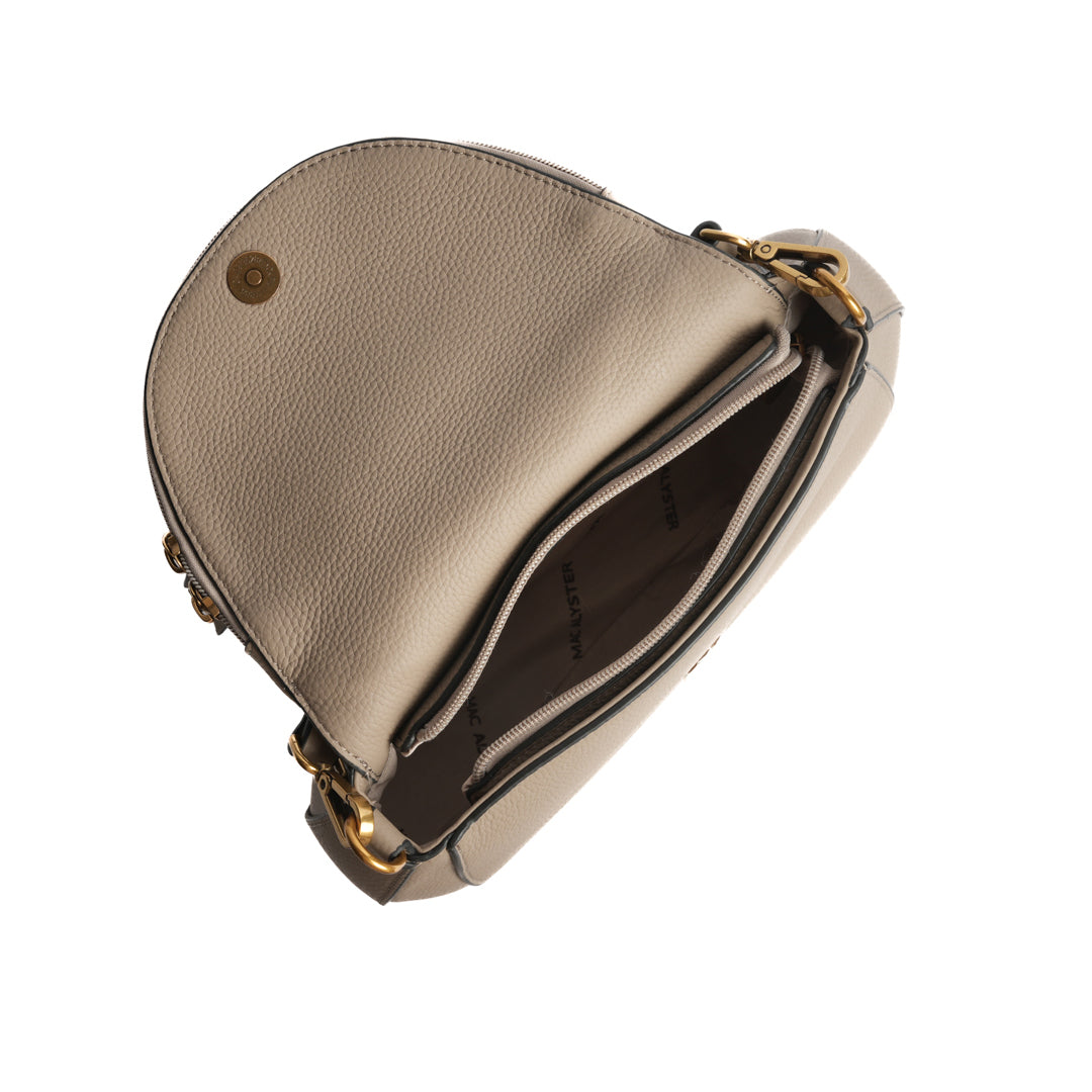 Sac cross body GIULIA pour femme en cuir TAUPE de haut