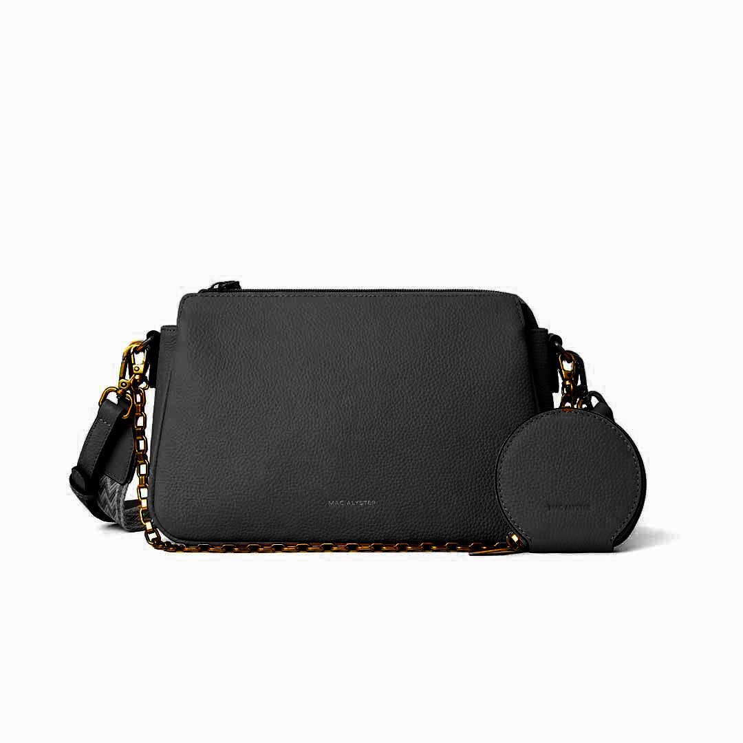 Sac trotteur GIULIA en cuir de vachette NOIR de face