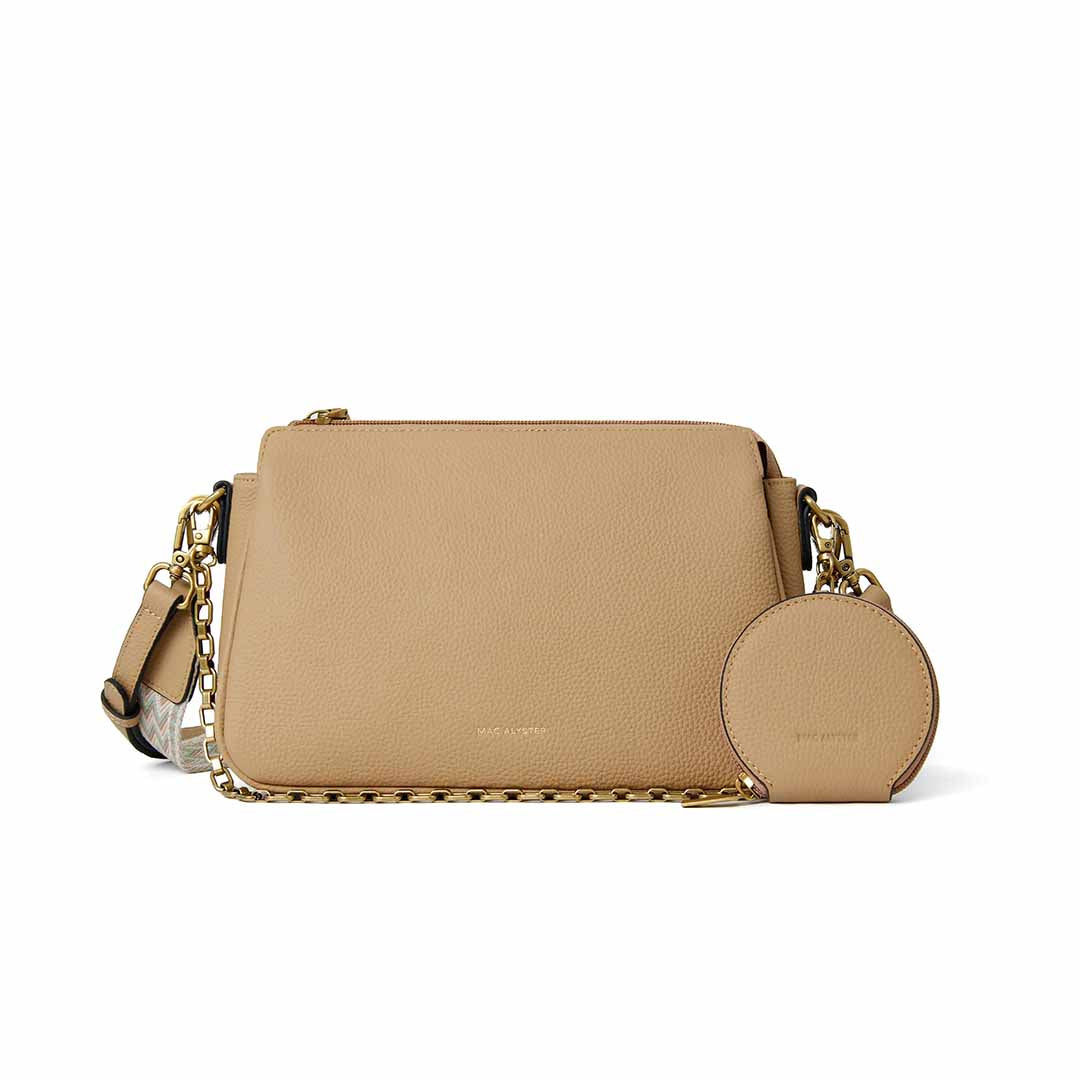 Sac trotteur GIULIA en cuir de vachette SABLE de face