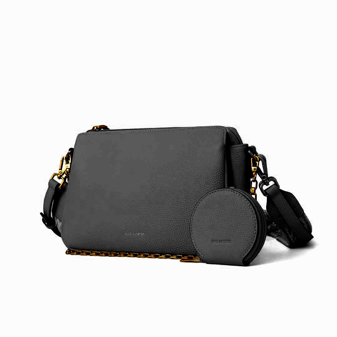 Sac trotteur GIULIA en cuir de vachette NOIR de trois-quarts