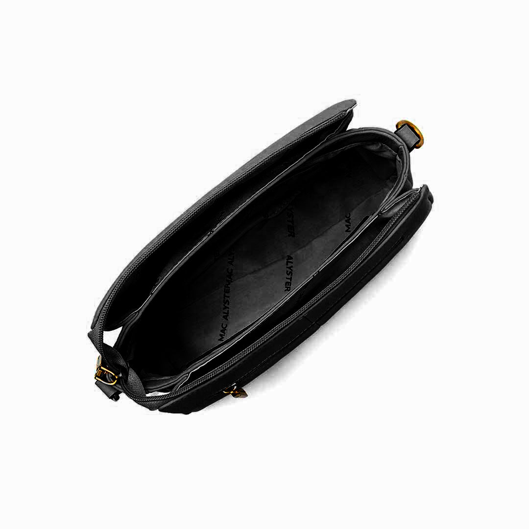 Sac trotteur GIULIA en cuir de vachette NOIR de haut