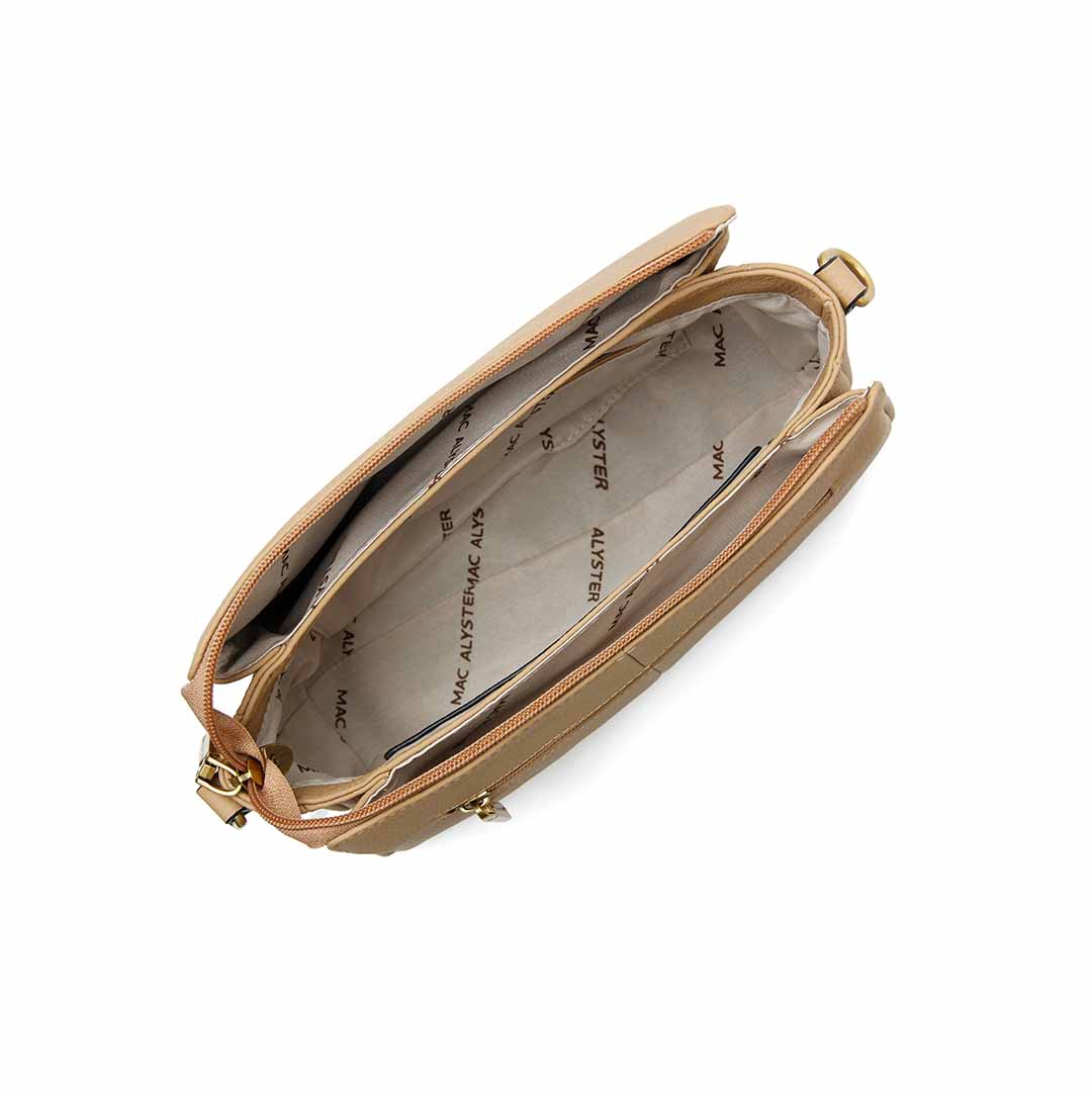 Sac trotteur GIULIA en cuir de vachette SABLE de haut