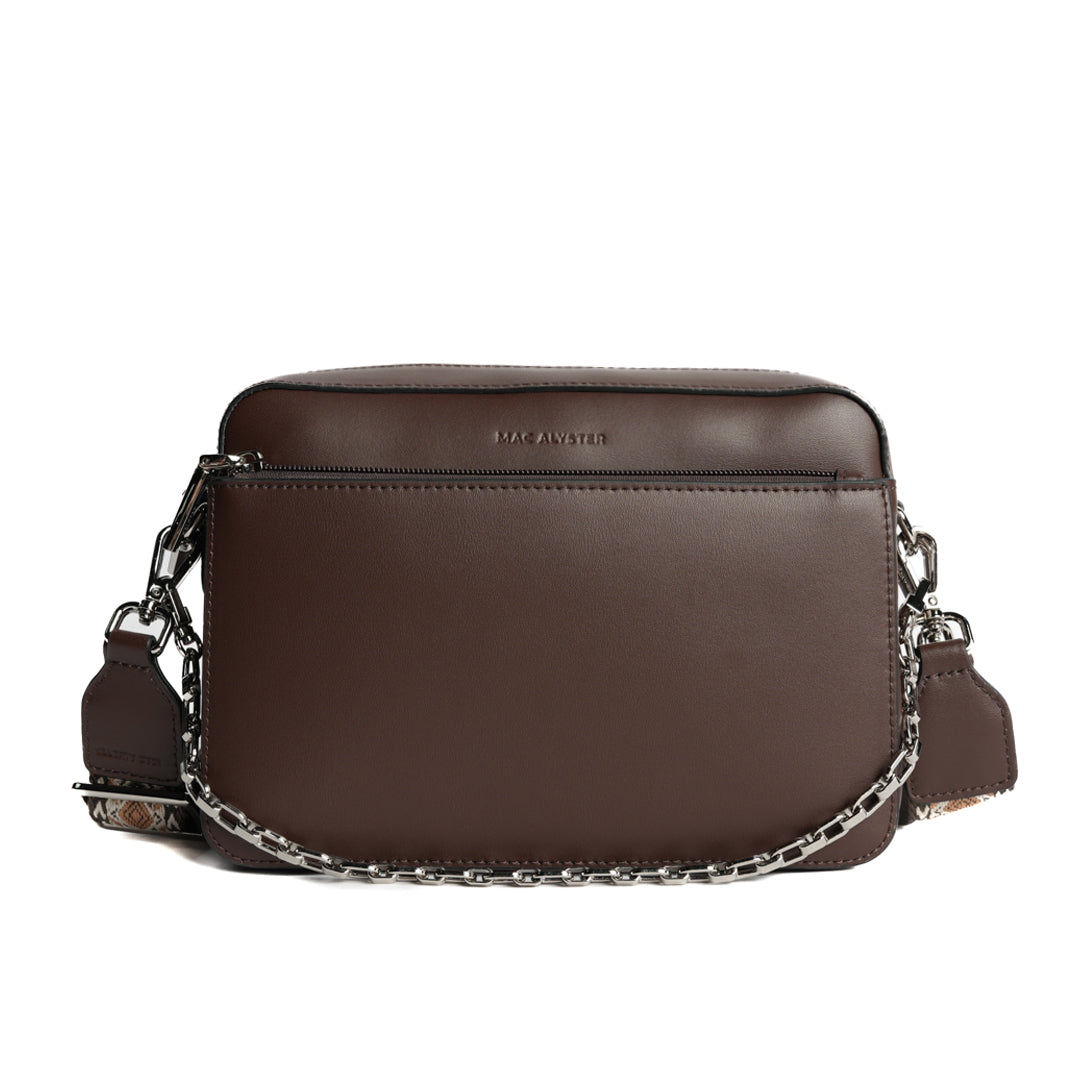Sac trotteur LOUNA en cuir MARRON de face