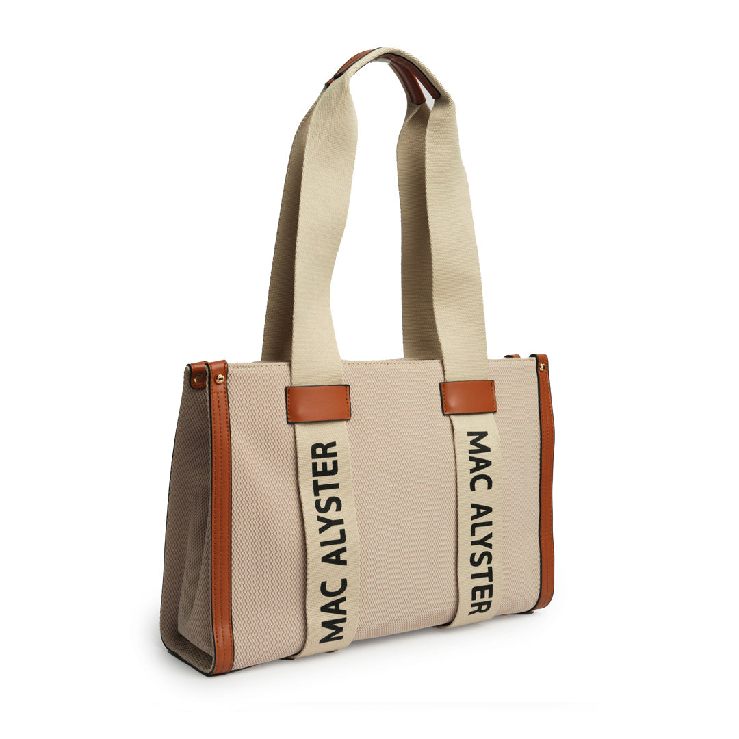 Sac shopping INSOUCIANTE pour femme en tissus COGNAC de trois-quarts