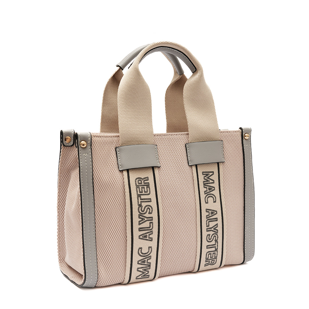 Petit sac shopping INSOUCIANTE pour femme en tissus PERLE de trois-quarts