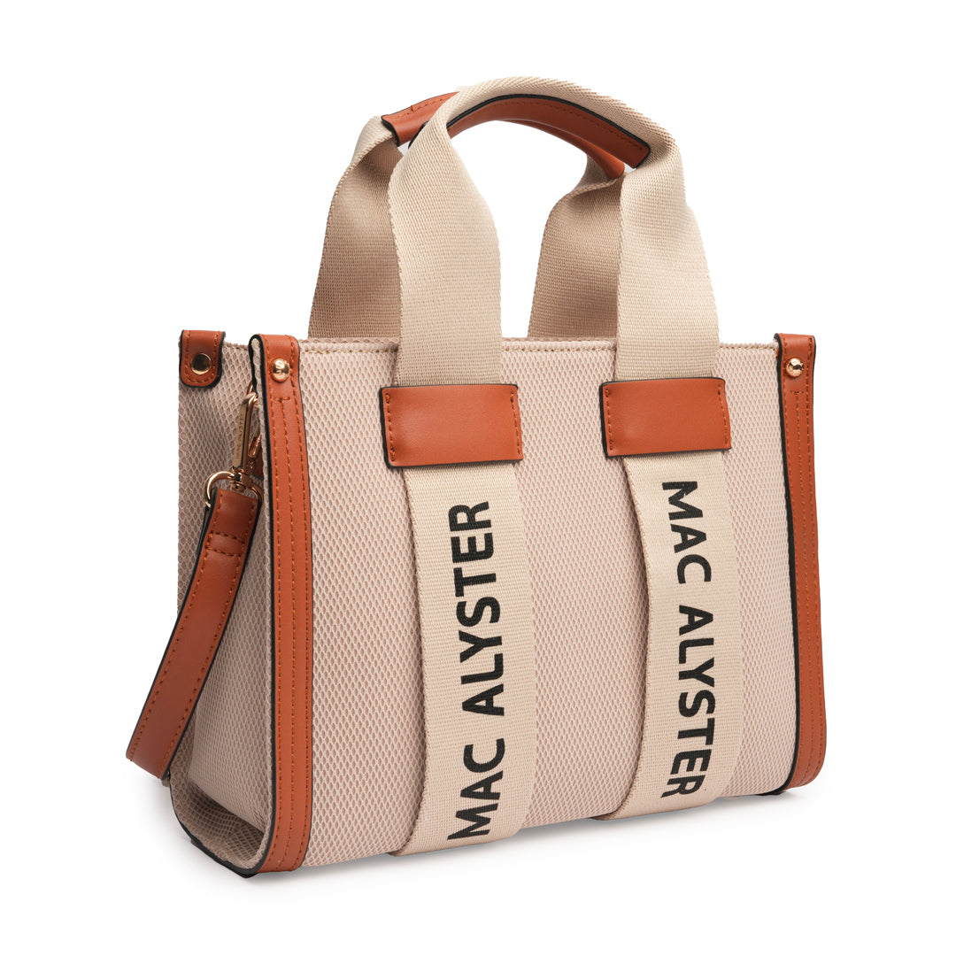 Petit sac shopping INSOUCIANTE pour femme en tissus COGNAC de trois-quarts