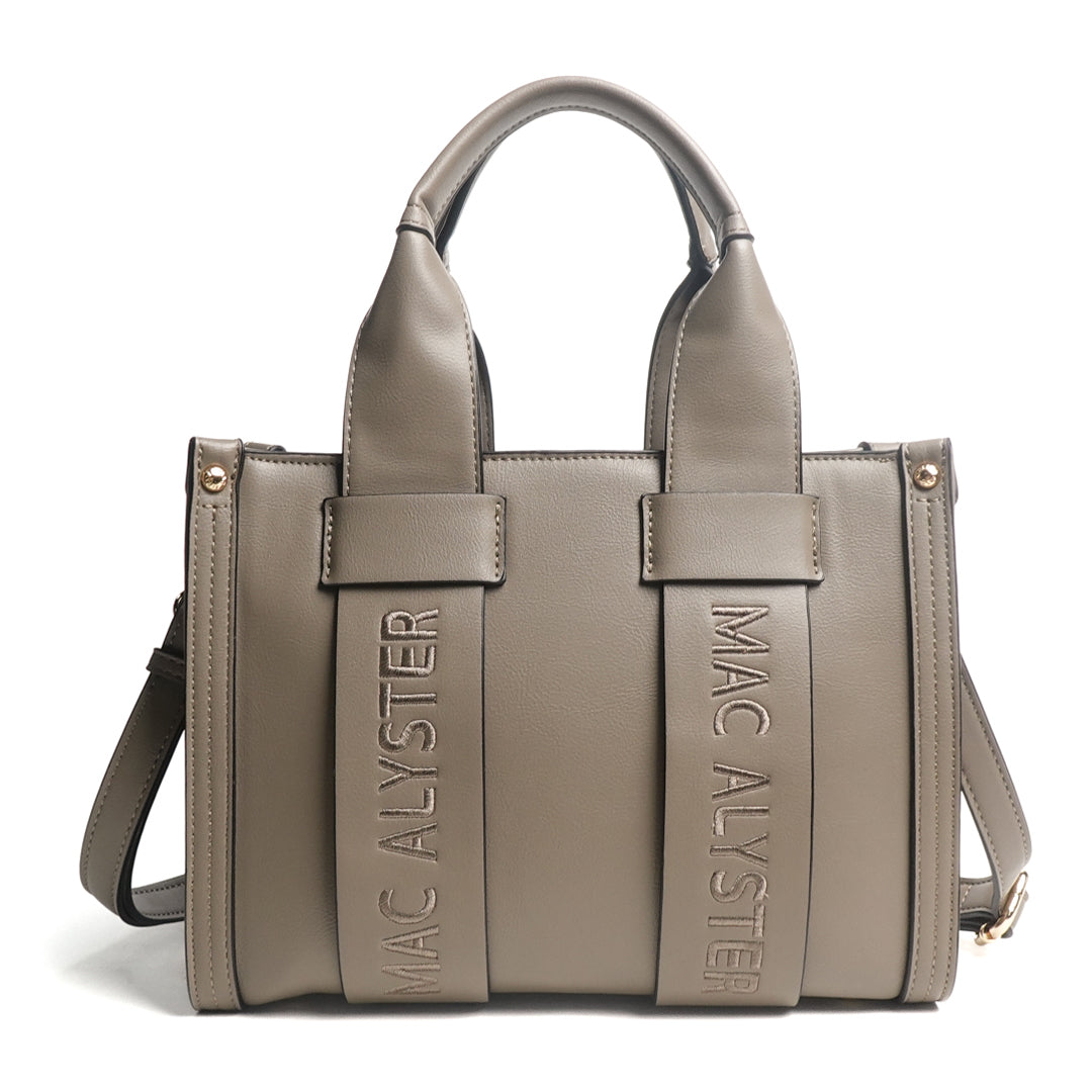 Petit sac shopping BASIC CLOVER pour femme en cuir synthétique TAUPE de dos