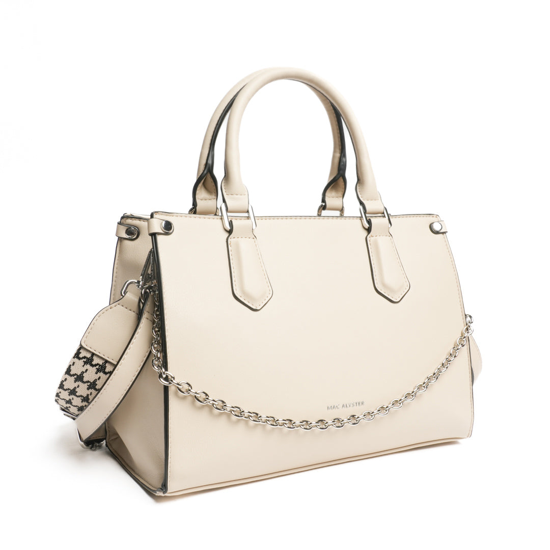 Sac porté main MILAN en matière synthétique BEIGE de trois-quarts