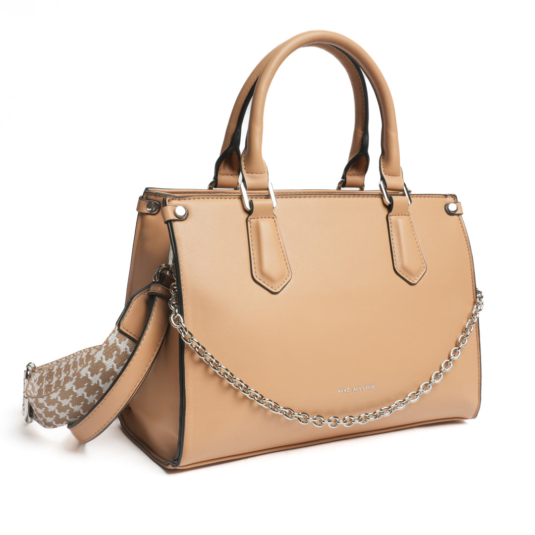 Sac porté main MILAN en matière synthétique SABLE de trois-quarts