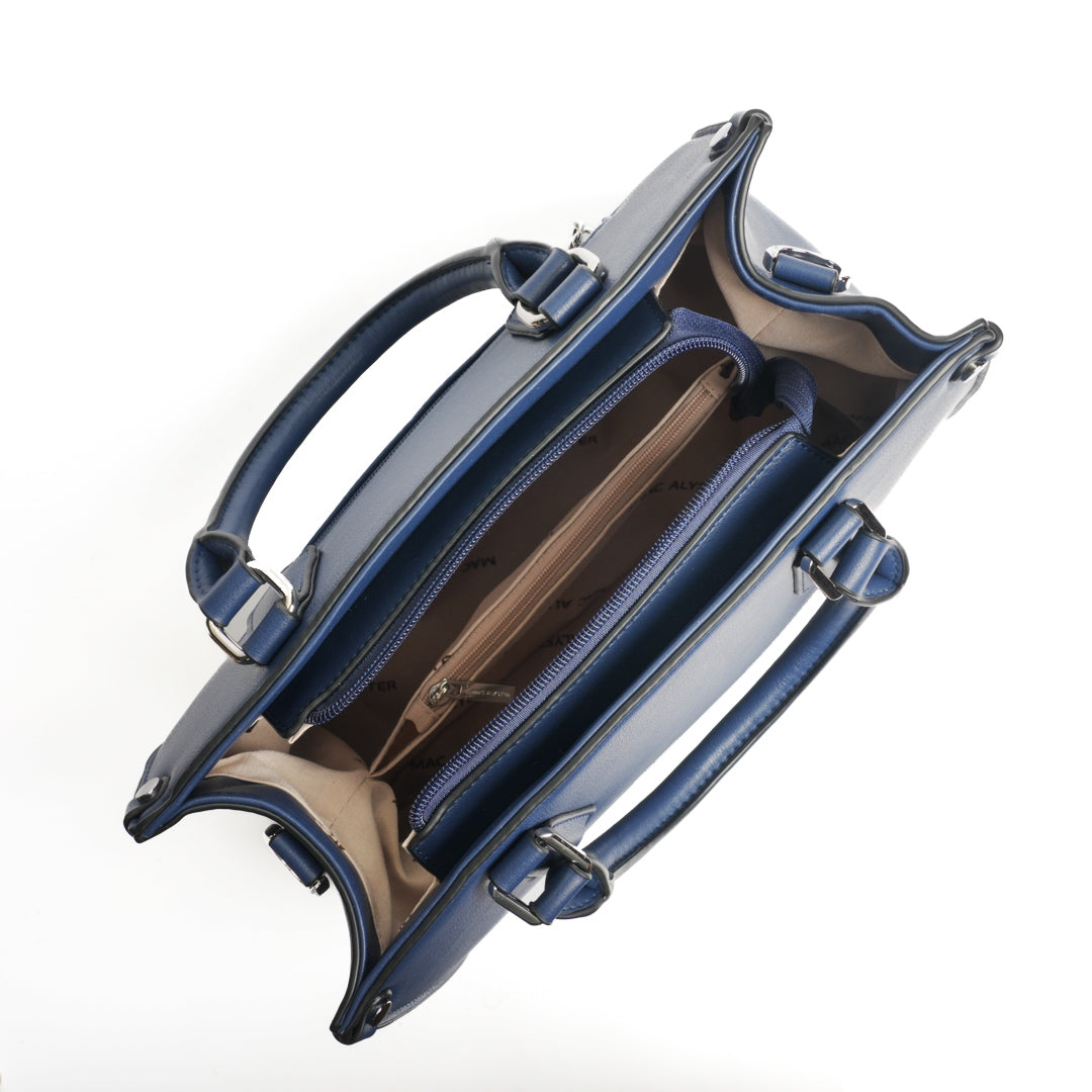 Sac porté main MILAN en matière synthétique MARINE de haut