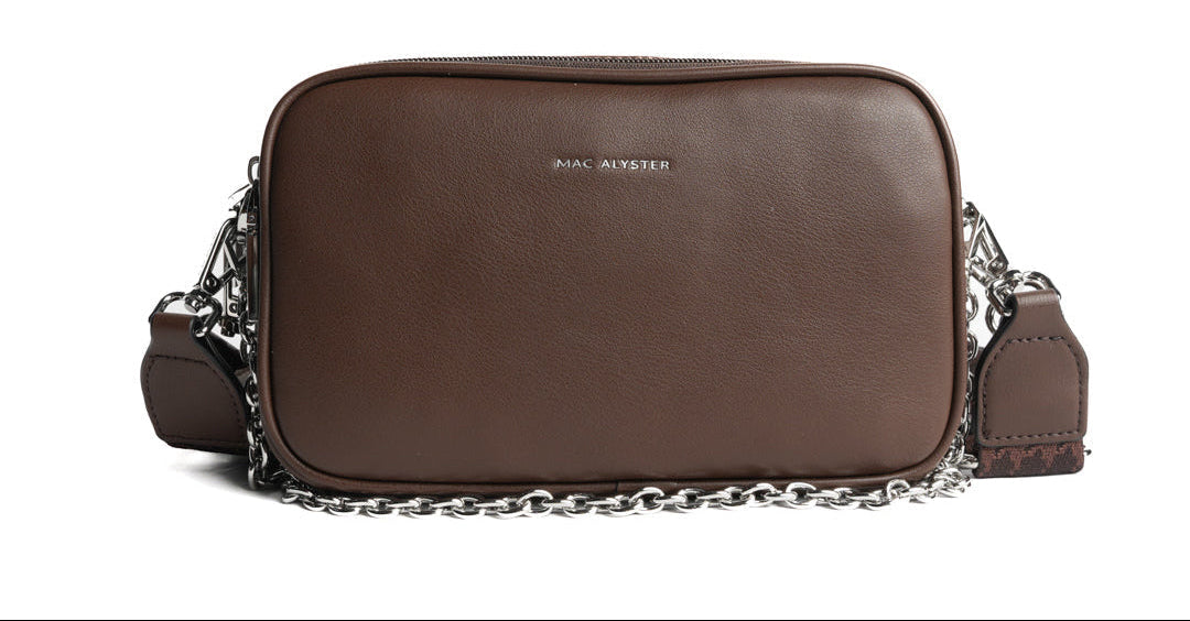 Sac en travers MILAN en cuir synthétique CHOCOLAT de face