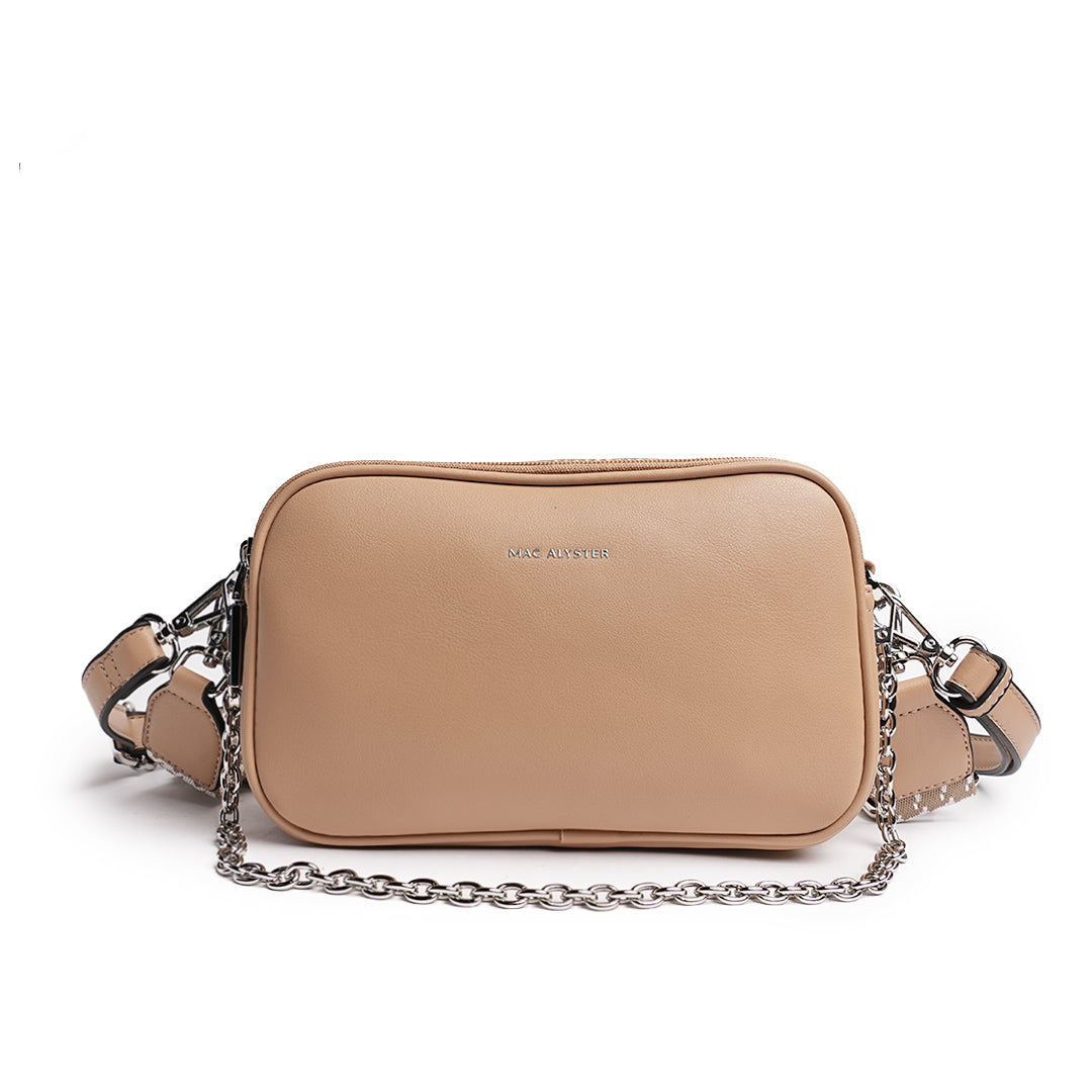 Camera bag MILAN en matière synthétique SABLE de face