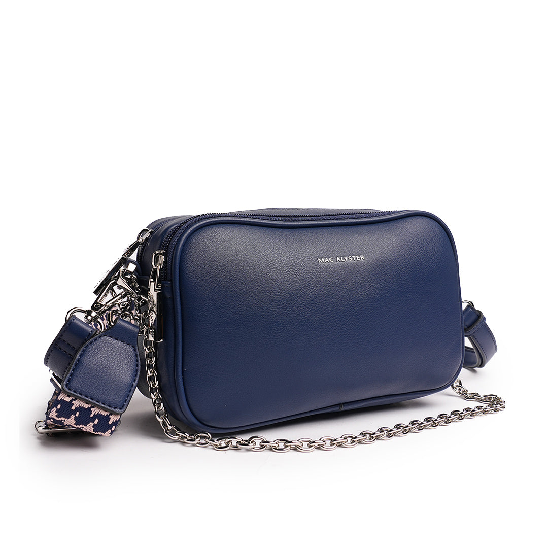 Camera bag MILAN en matière synthétique MARINE de trois-quarts