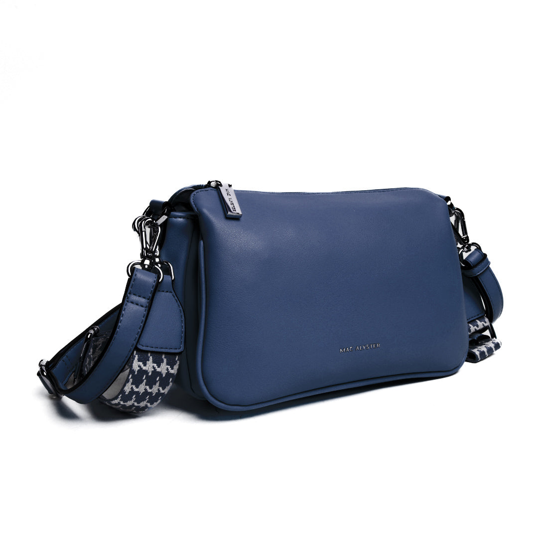 Sac trotteur MILAN en matière synthétique MARINE de trois-quarts