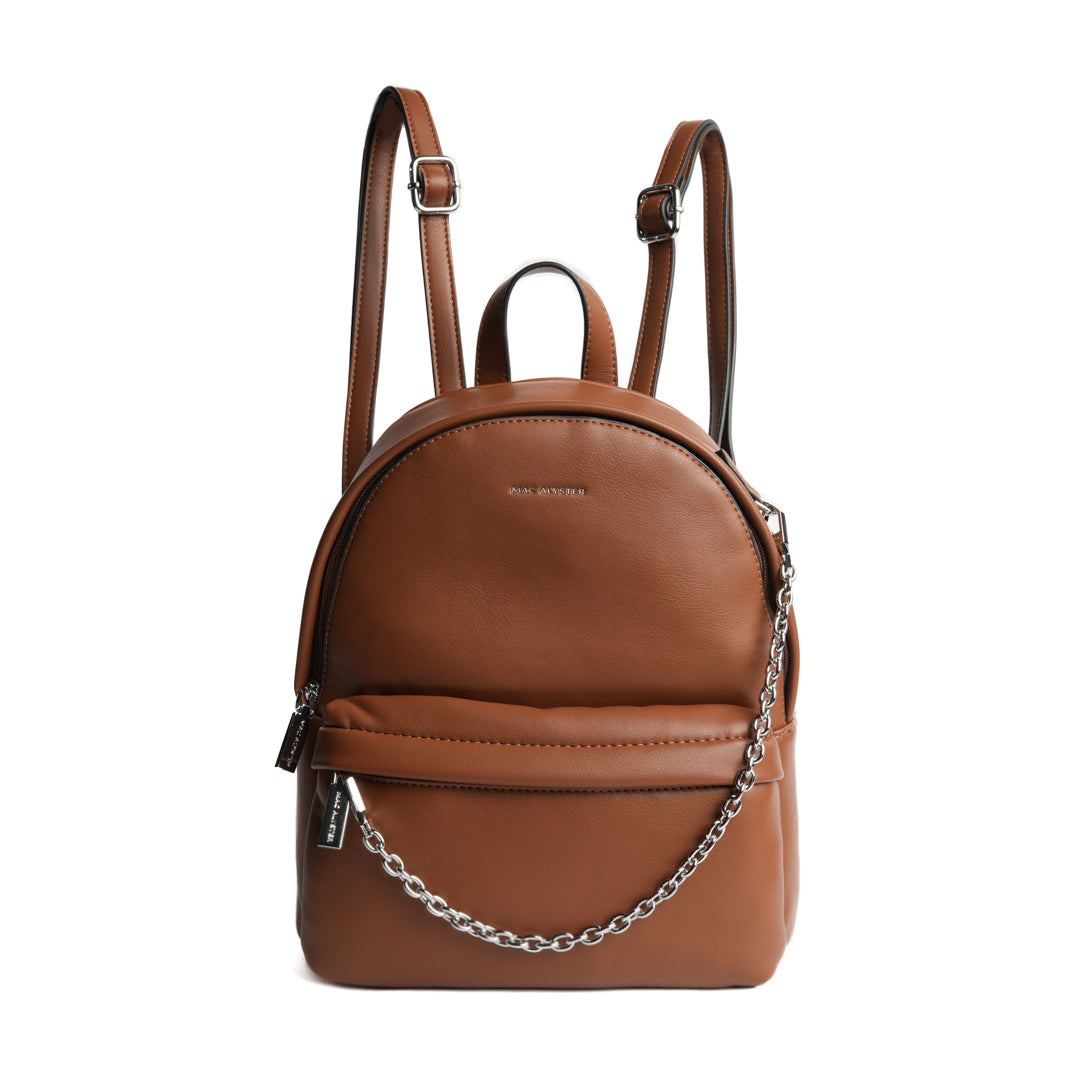 Sac à dos MILAN en cuir synthétique COGNAC de face