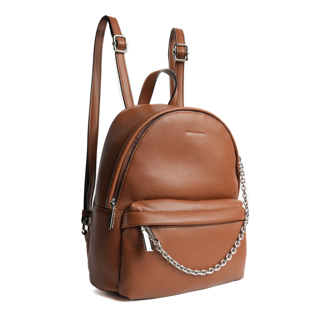 Sac à dos MILAN en cuir synthétique COGNAC de trois-quarts
