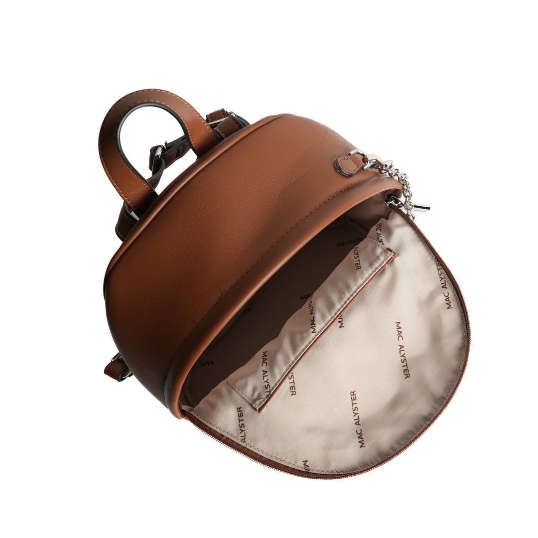 Sac à dos MILAN en cuir synthétique COGNAC de haut