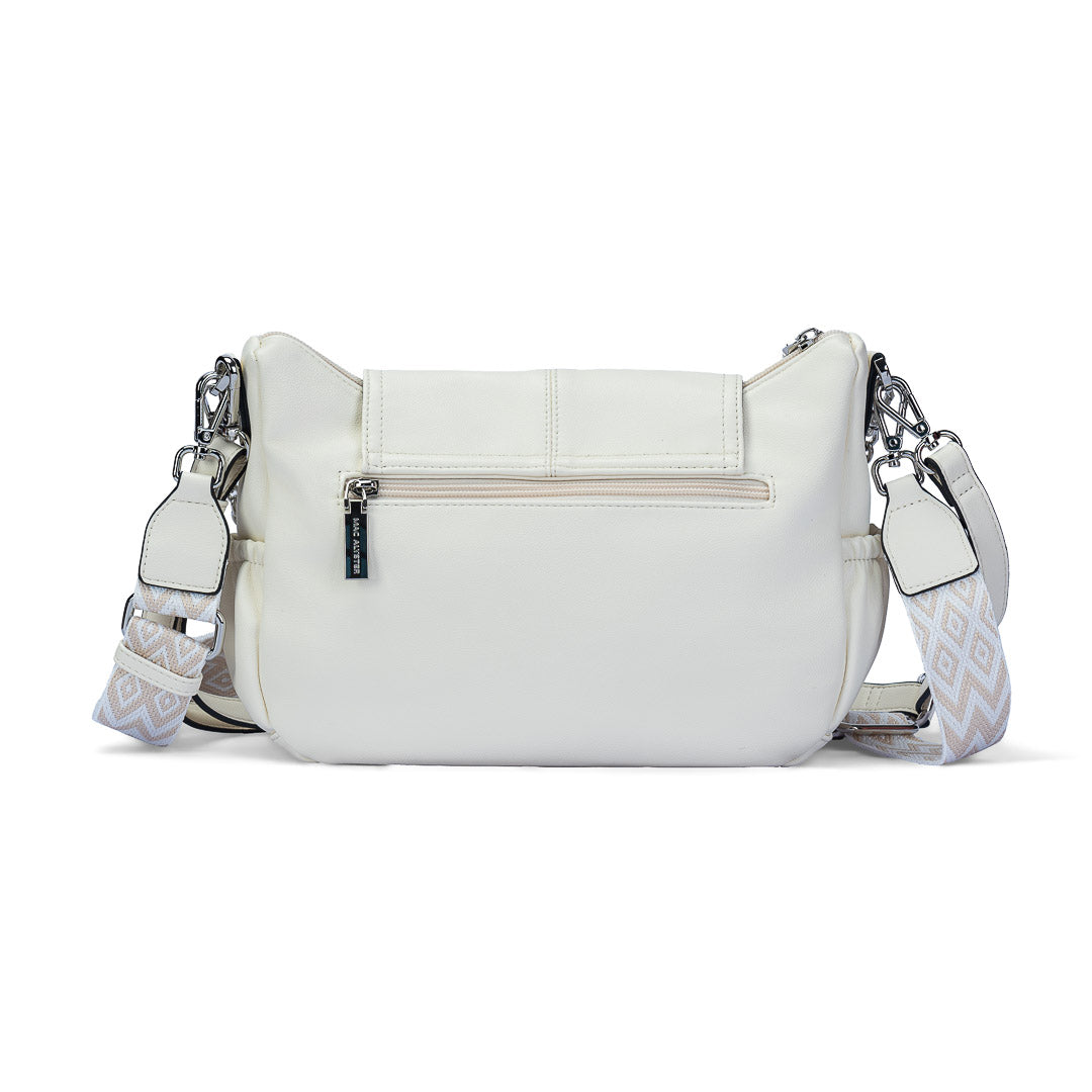 Sac bandoulière Milan Mac Alyster beige à rabat avec boucle dorée et bandoulière réglable