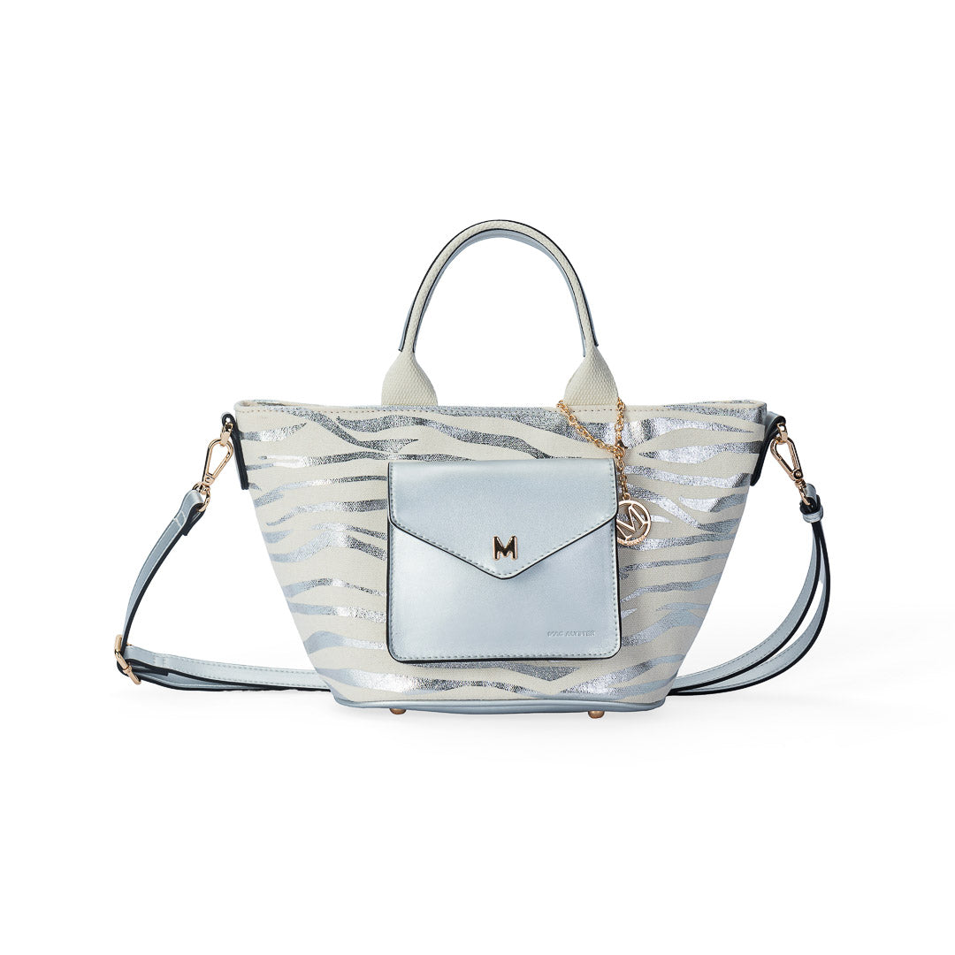 Sac porté main Miss Bohème Animal Mac Alyster imprimé animalier texturé et anses marron zèbre