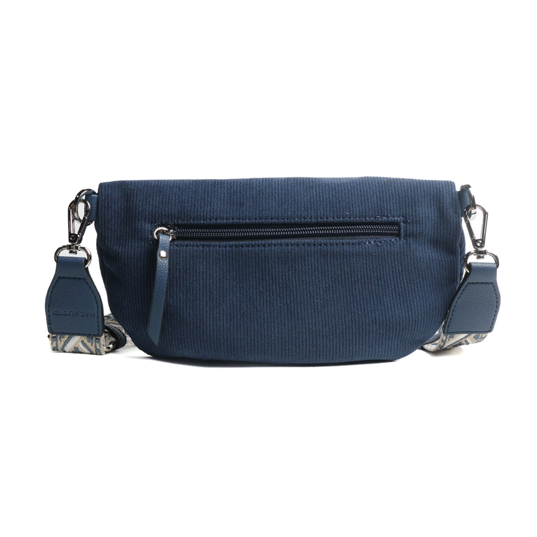 Sac banane VELOURS en cuir synthétique BLEU de dos