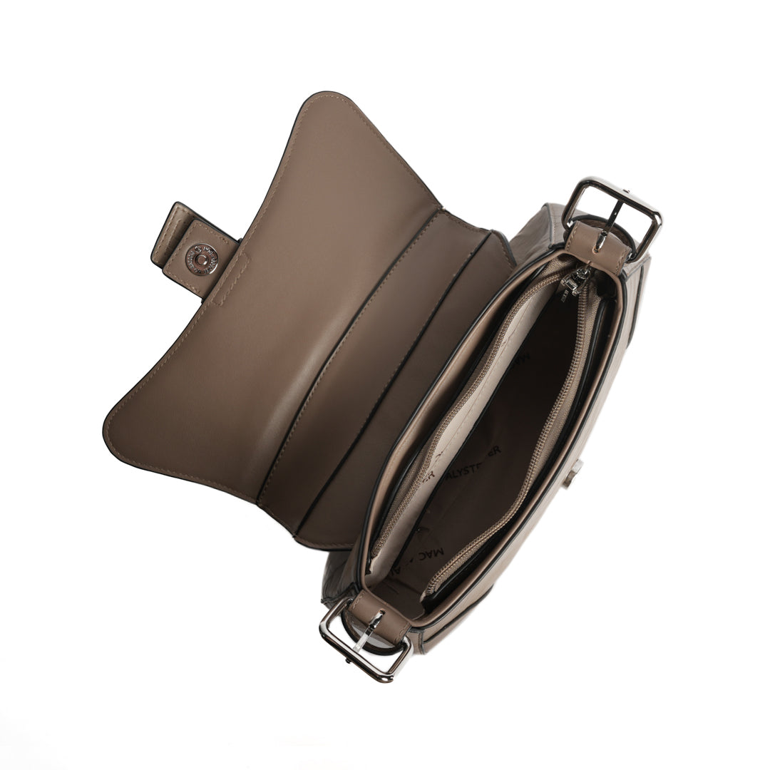 Grand sac à rabat ALTER EGO pour femme en cuir synthétique TAUPE de haut