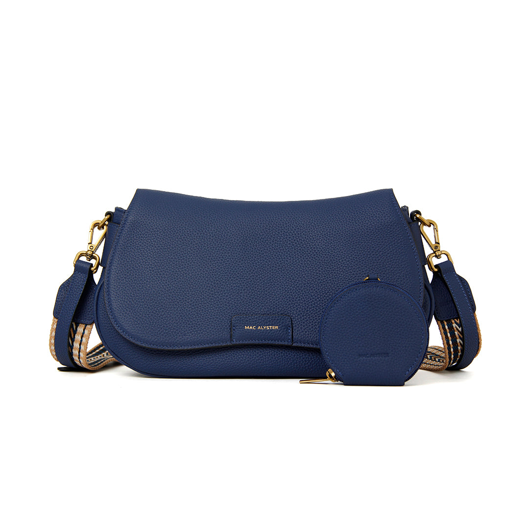 Sac à rabat GIULIA pour femme en cuir MARINE de face
