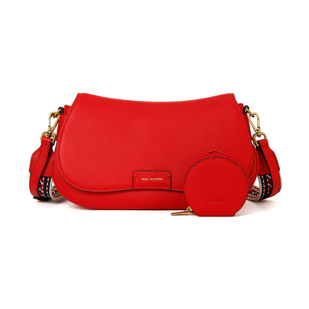Sac à rabat GIULIA pour femme en cuir ROUGE de face
