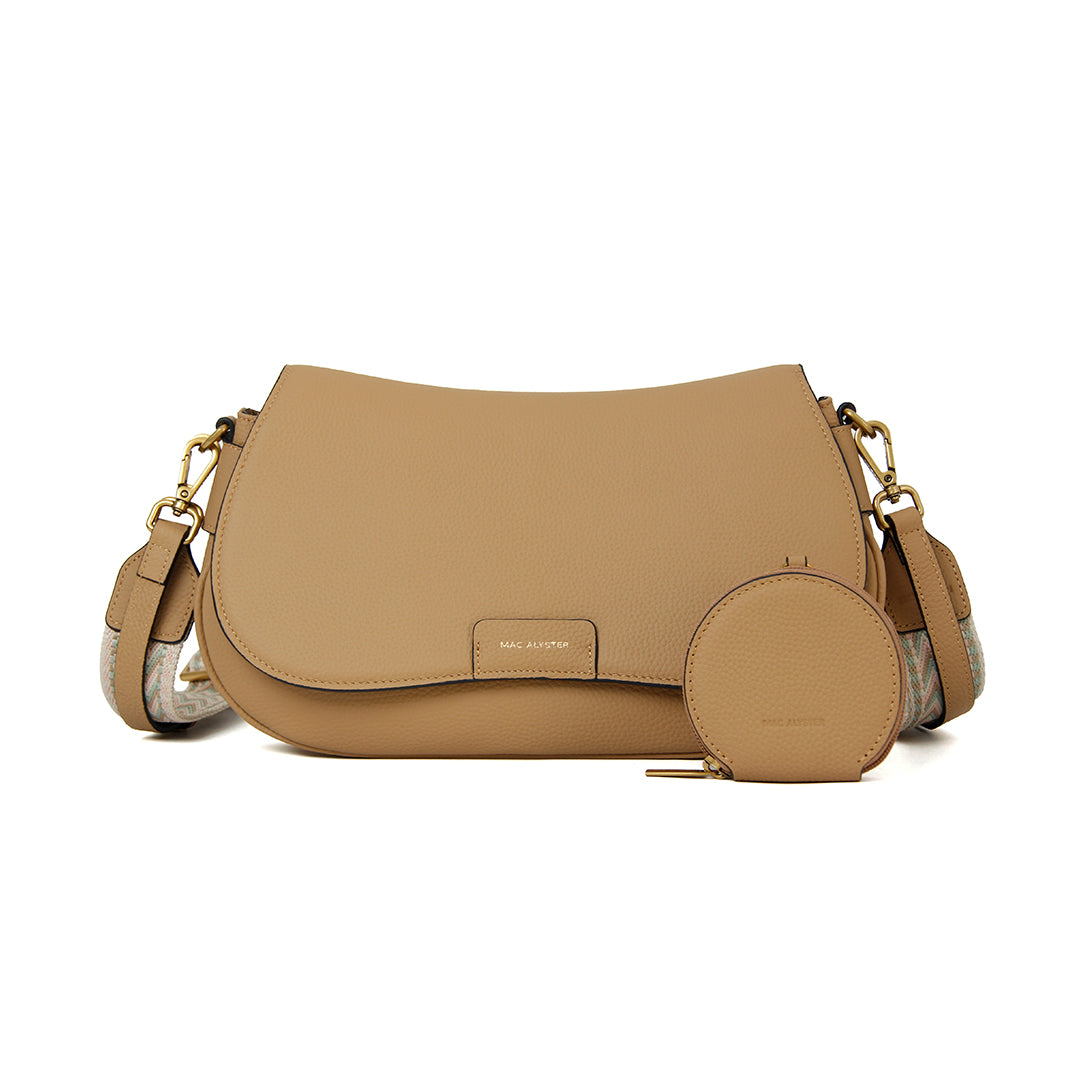 Sac à rabat GIULIA pour femme en cuir SABLE de face