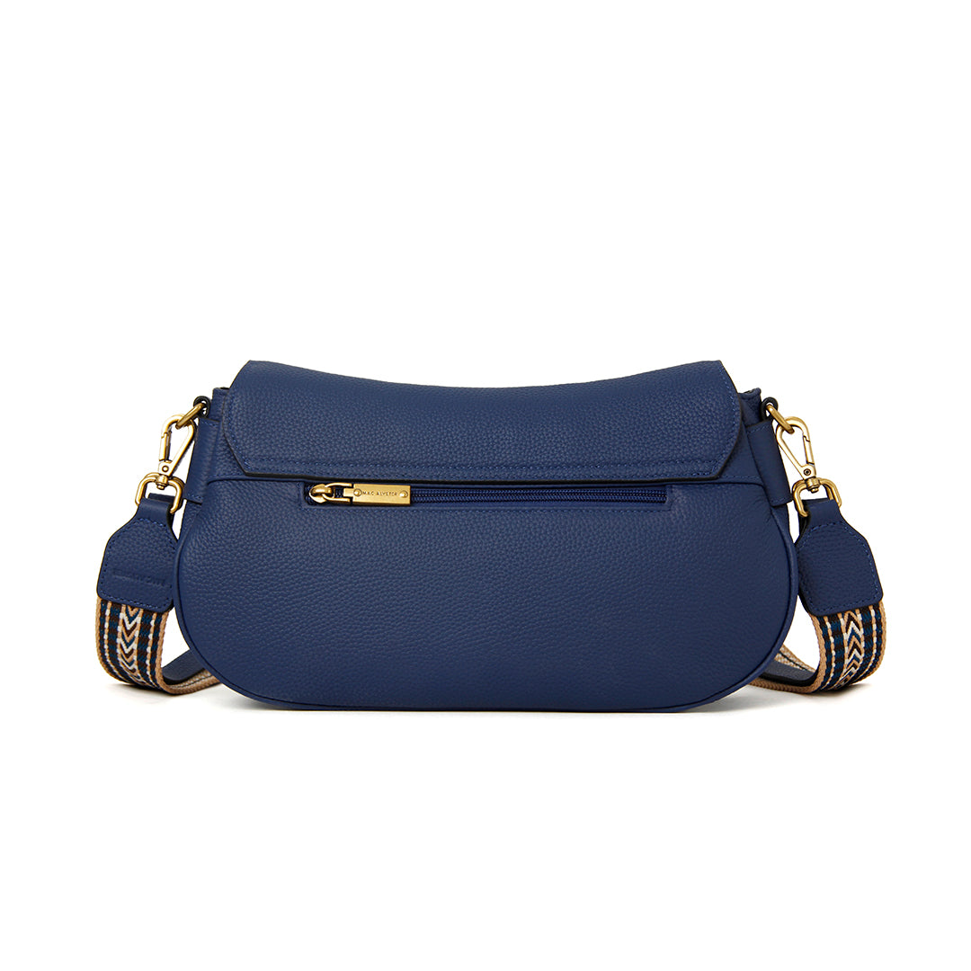 Sac à rabat GIULIA pour femme en cuir MARINE de dos