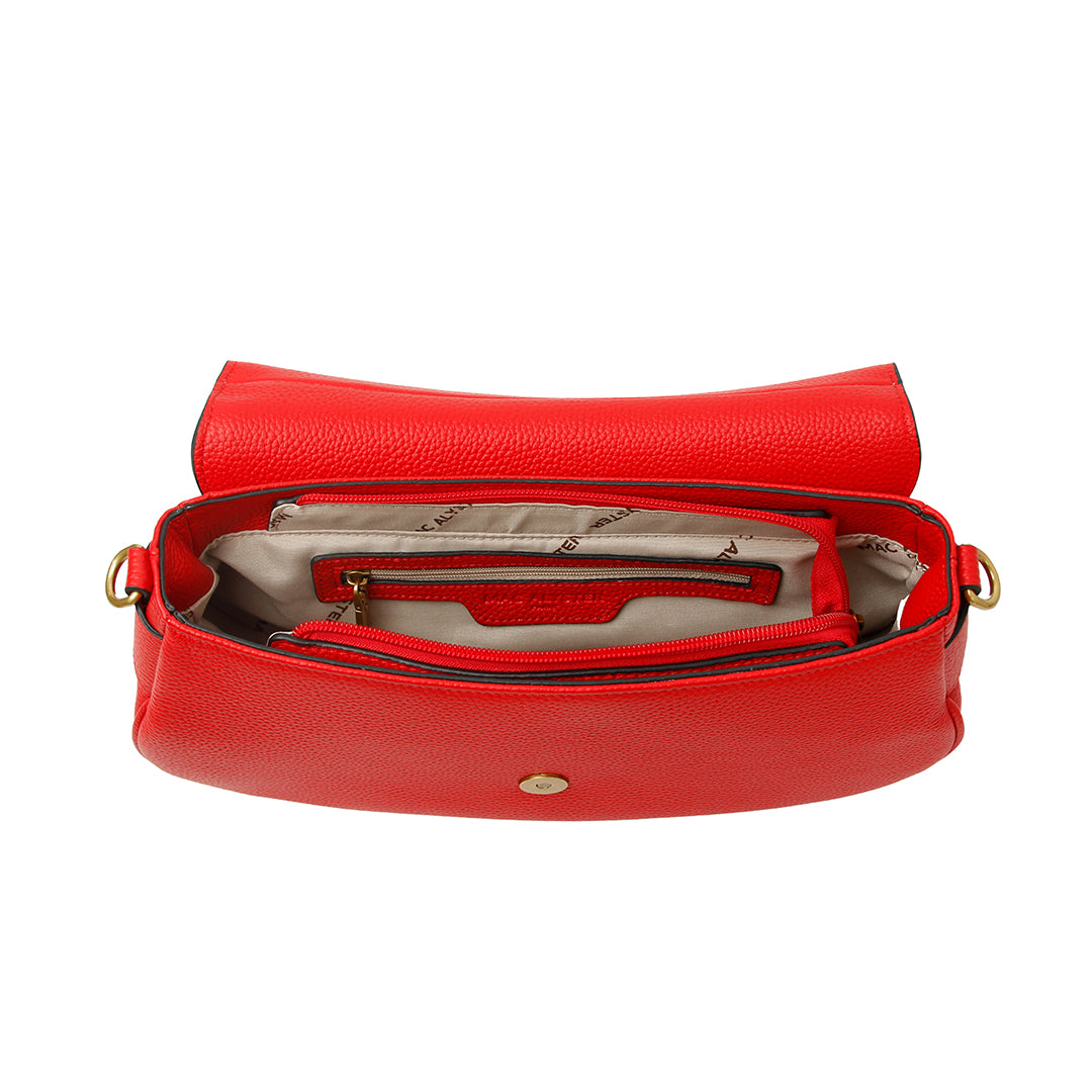 Sac à rabat GIULIA pour femme en cuir ROUGE de haut