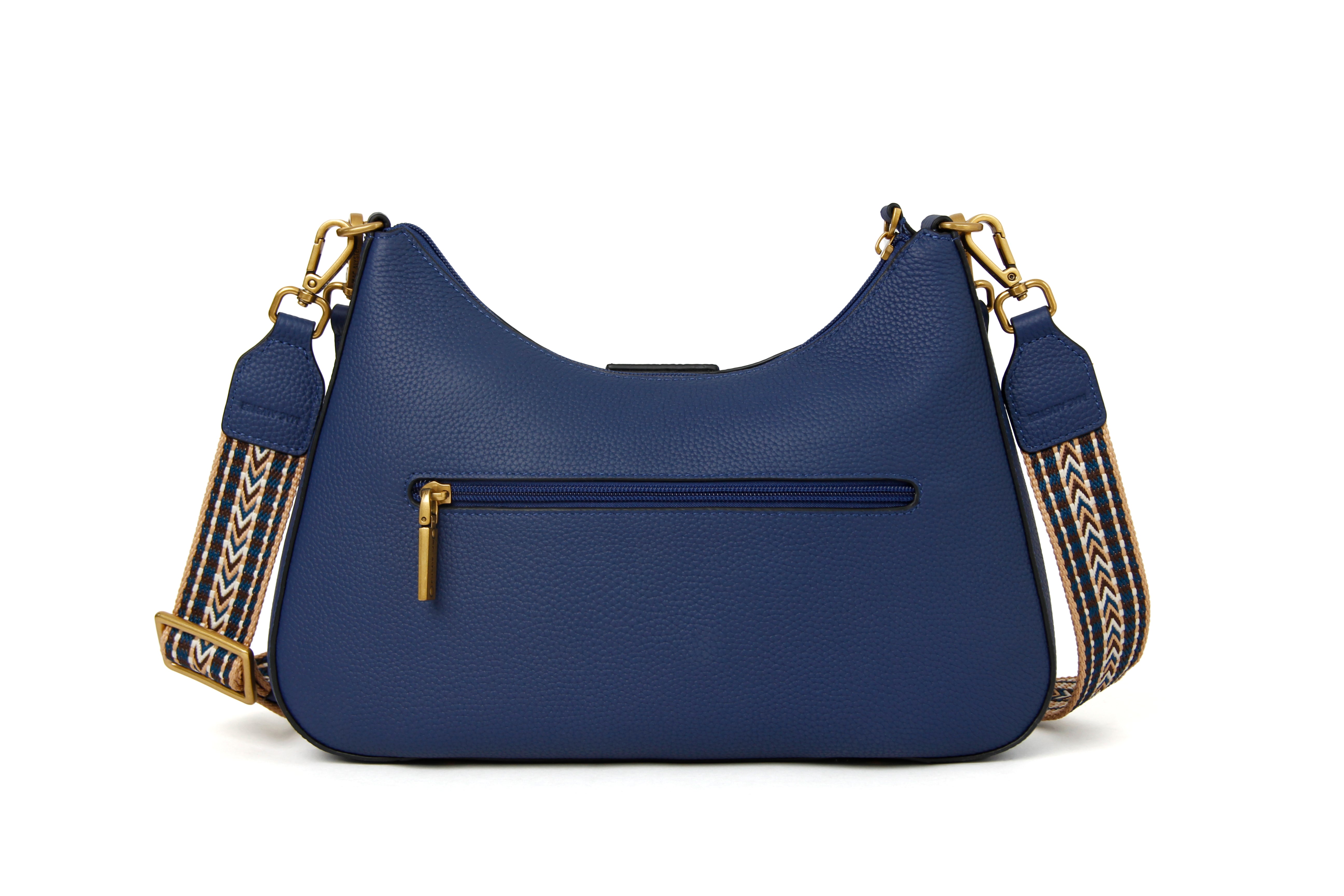 Sac demi-lune GIULIA ETE pour femme en cuir MARINE de dos