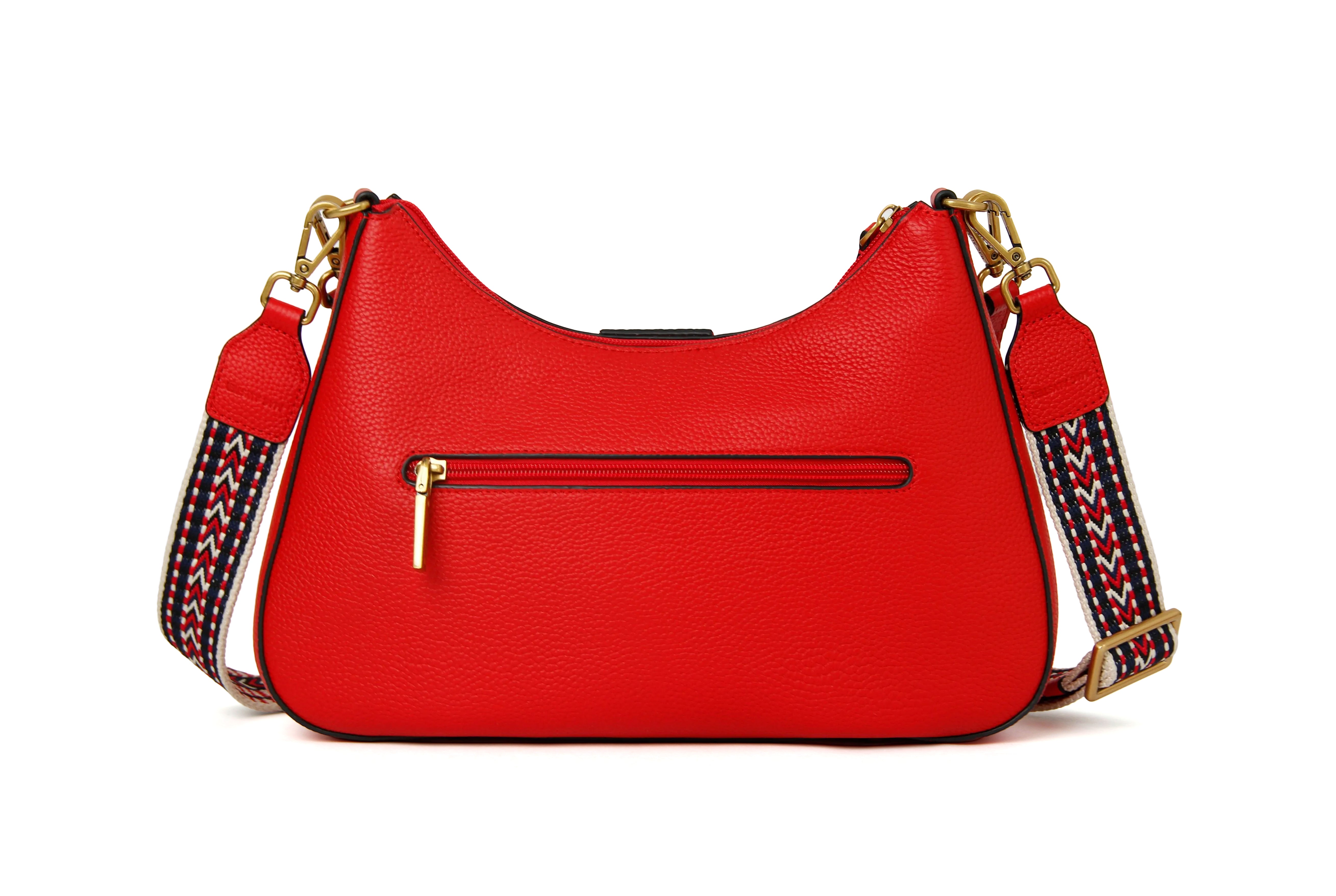 Sac bandoulière GIULIA ÉTÉ pour femme en cuir ROUGE de dos