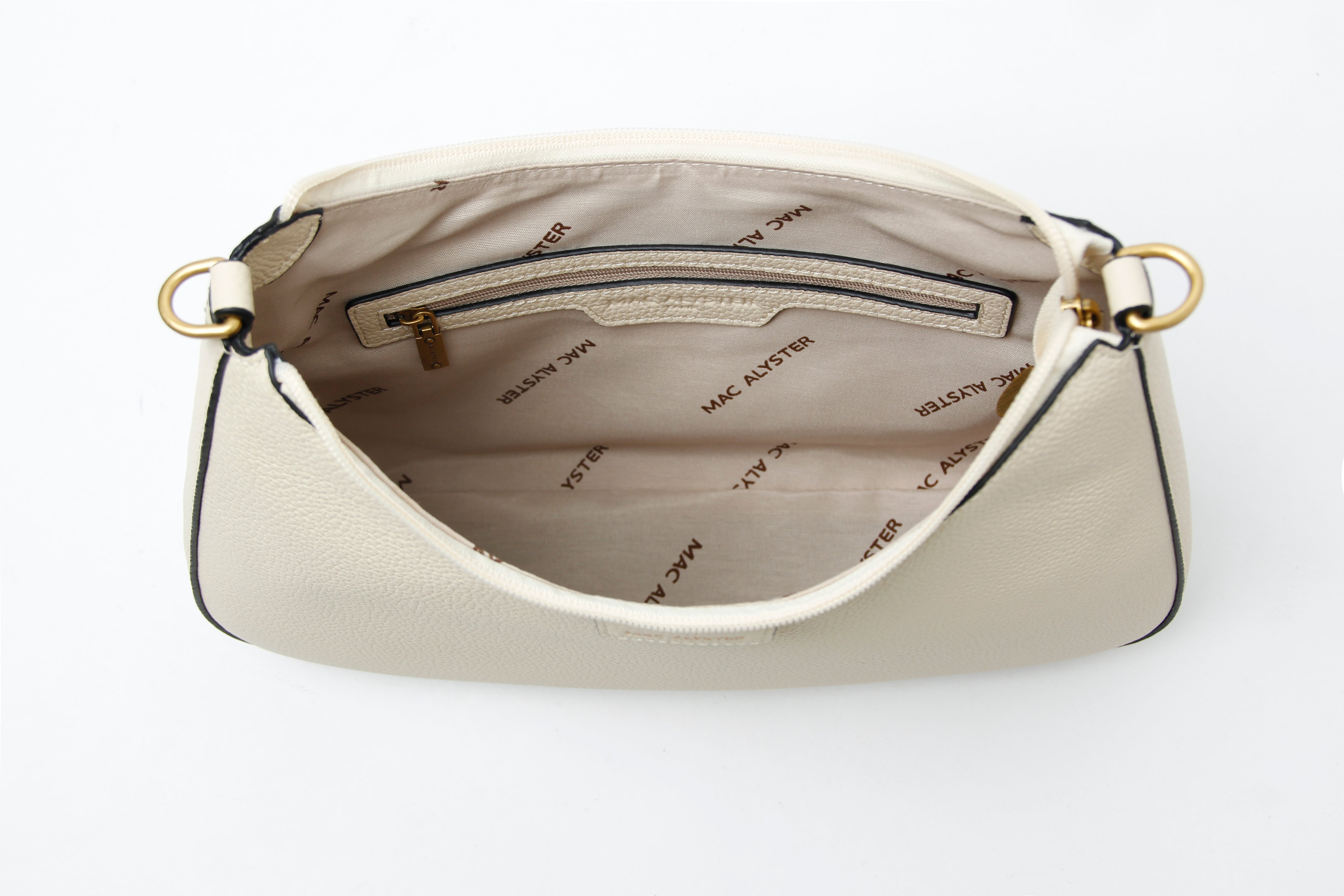 Sac demi-lune GIULIA ETE pour femme en cuir ECRU de haut