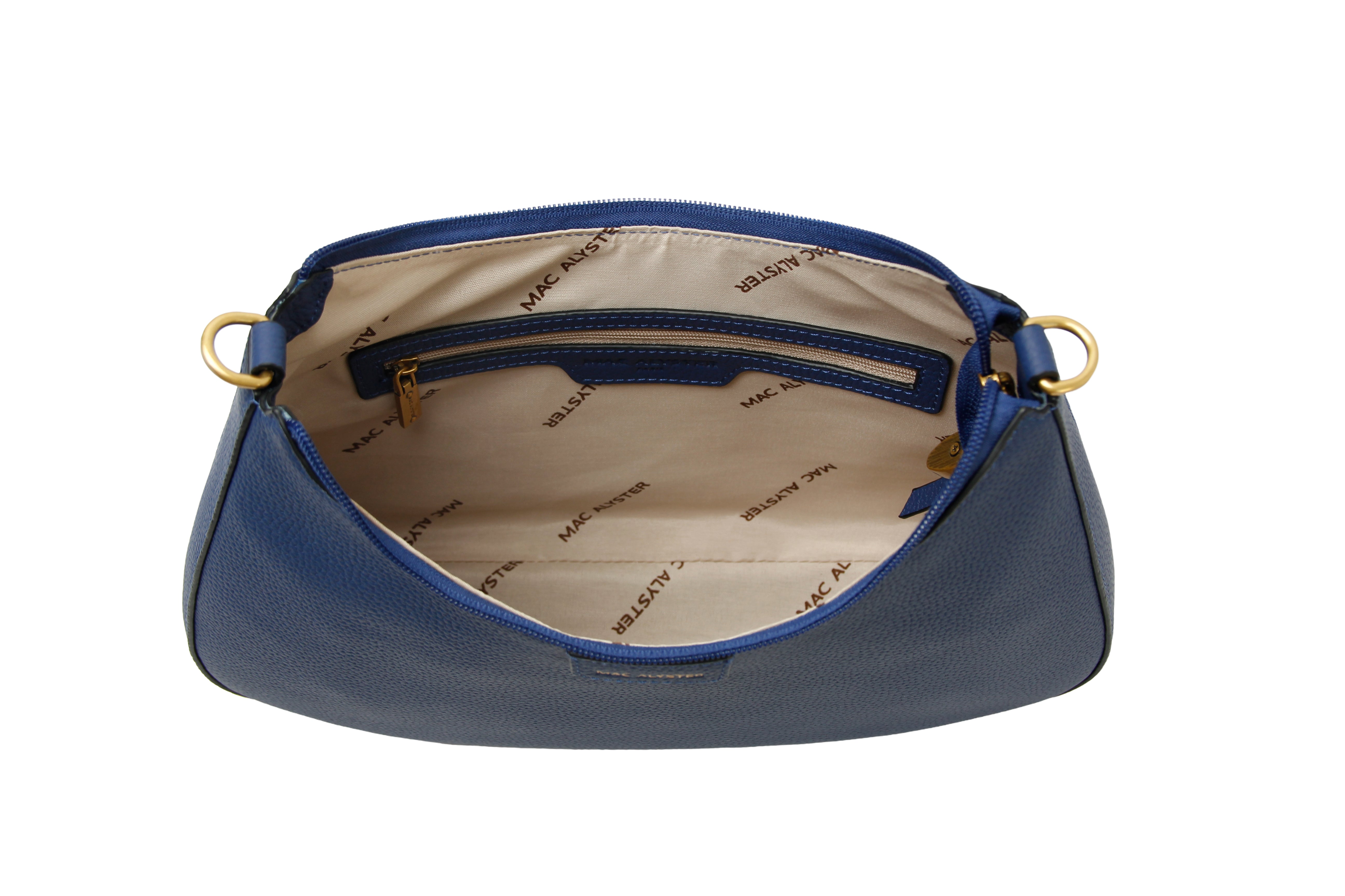 Sac demi-lune GIULIA ETE pour femme en cuir MARINE de haut