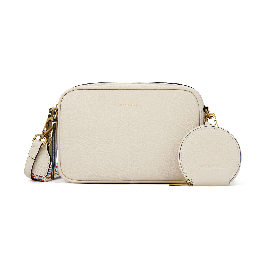 Sac trotteur GIULIA ETE pour femme en cuir ECRU de face