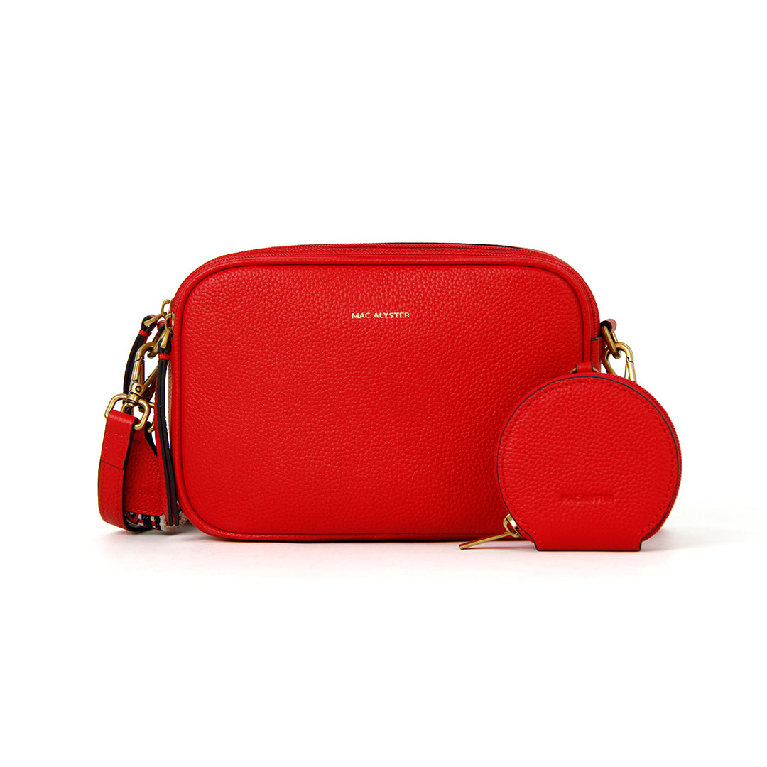 Sac trotteur GIULIA ETE pour femme en cuir ROUGE de face